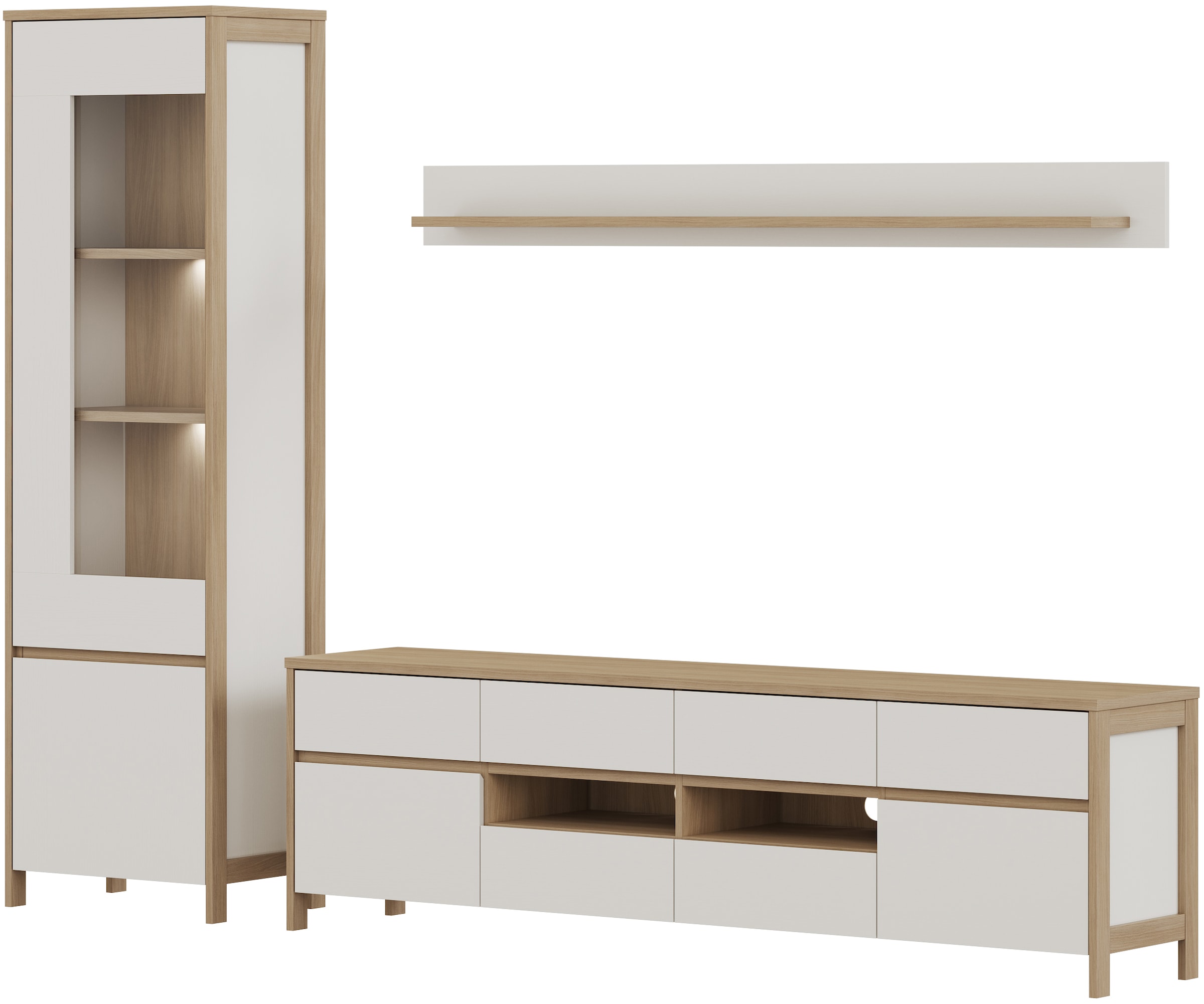 Home affaire Wohnwand »Stranda, moderne Anbauwand, Komplettset im Scandi-Style« 3 Stk. tlg.