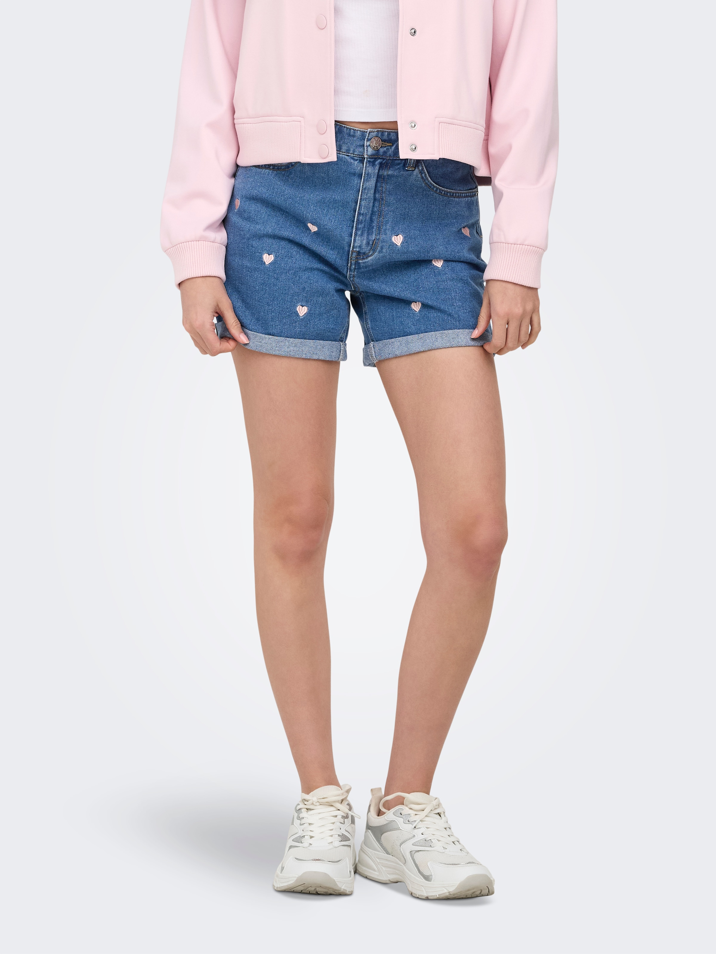 ONLY Short en jean »ONLVEGA HW EMBROIDERY DNM SHORTS GUANOOS« coton, taille haute