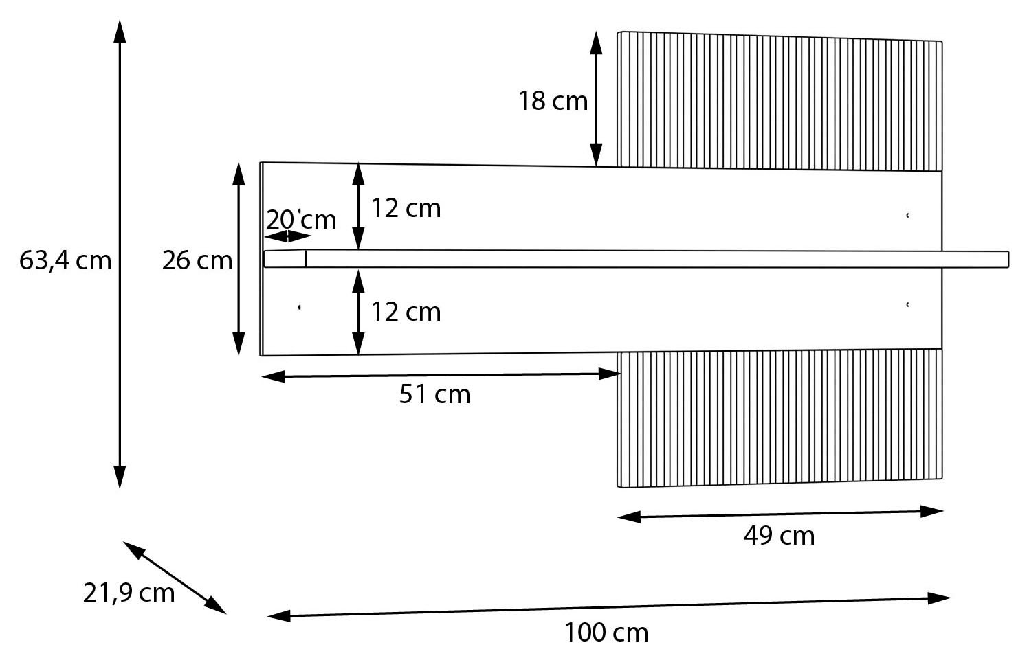 FORTE Étagère murale »Wandboard, Lamellenoptik, warme Holznuancen« L/H/P 100/63,4/21,9 cm, montage facile,
