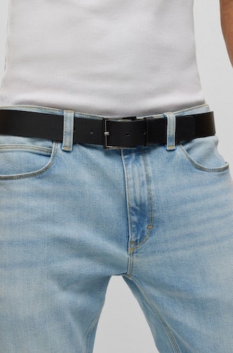 HUGO Ceinture en cuir »Geek_Sz35« mit kontrastfarbenen Nähten und dezenter Metallschliesse