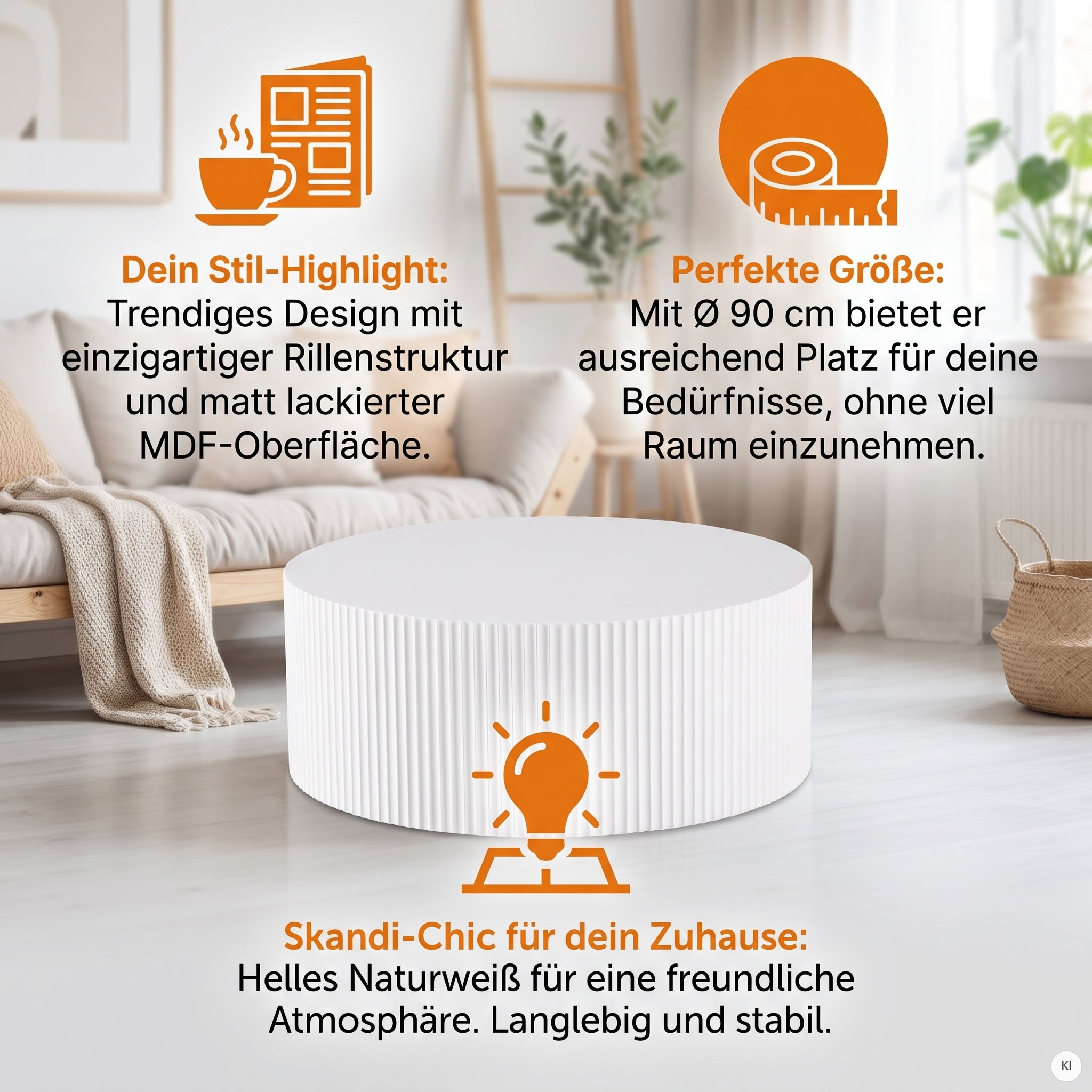 SalesFever Couchtisch »New Orleans Stilvoller Couchtisch« Set, 1 Stk. tlg. mit umlaufender Rillenstruktur