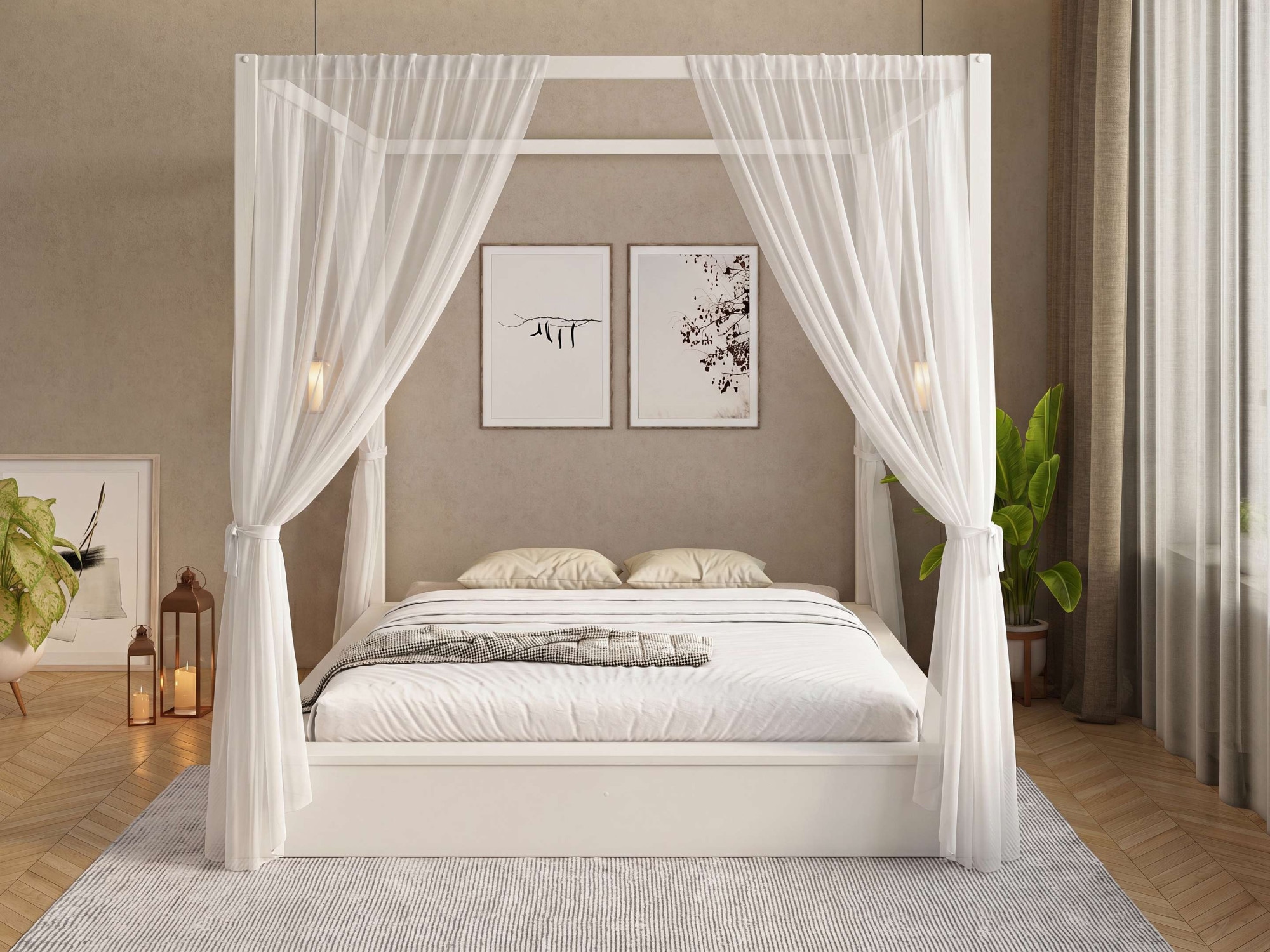GOODproduct Himmelbett »Usella, Bett, Bettgestell, hohe Belastbarkeit bis 180 kg« B/T/H: 189/229,1/200 cm,  aus massiver Kiefer in Kombination mit MDF, inklusive Lattenrost