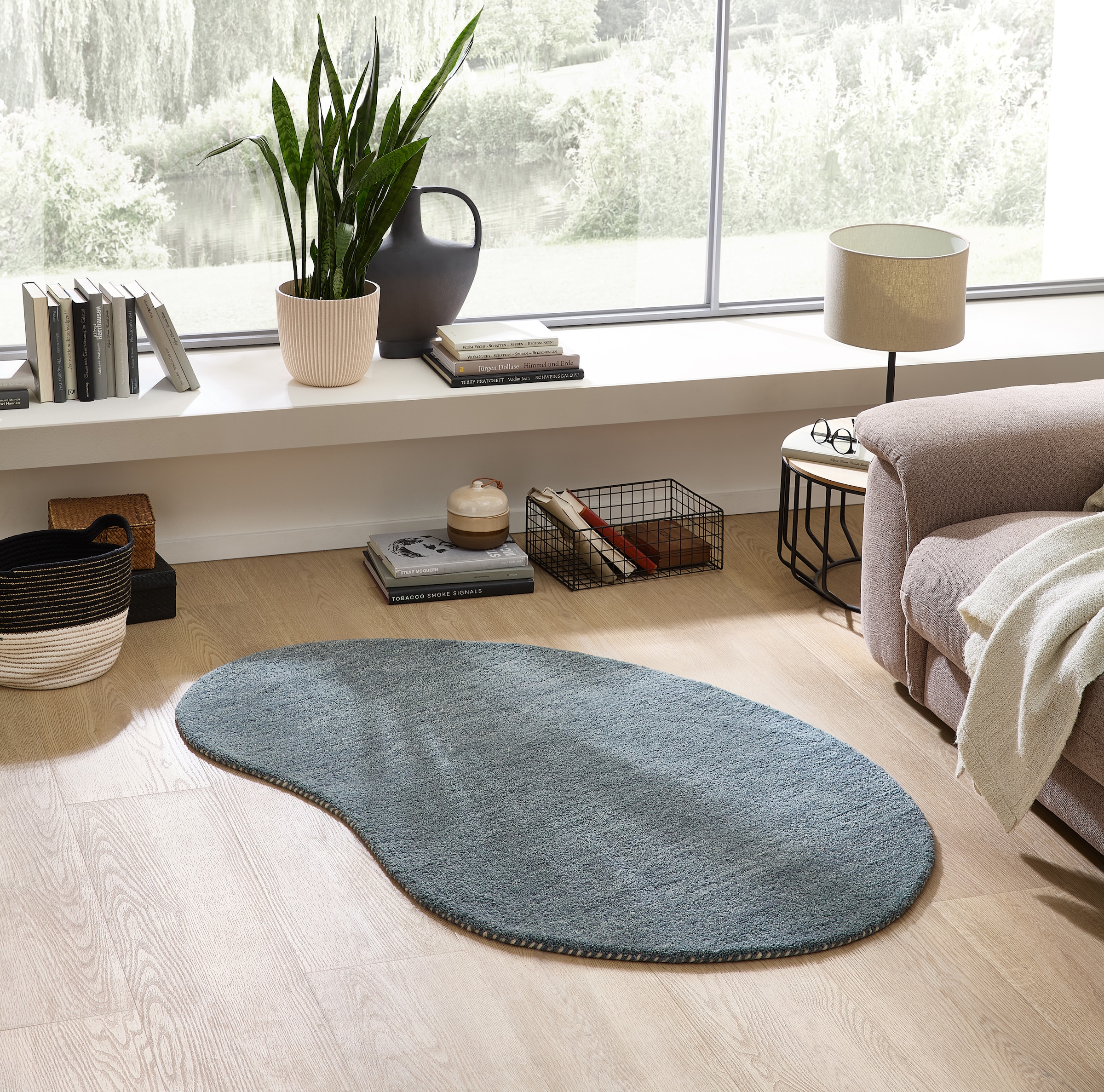 THEKO Tapis en laine »Gabbeh Uni, Handgefertigt, Teppich, meliert, reine Wolle,« ovale 14 mm Höhe Schlafzimmer, Wohnzimmer, Esszimmer, auch als Läufer, eckig  oder rund
