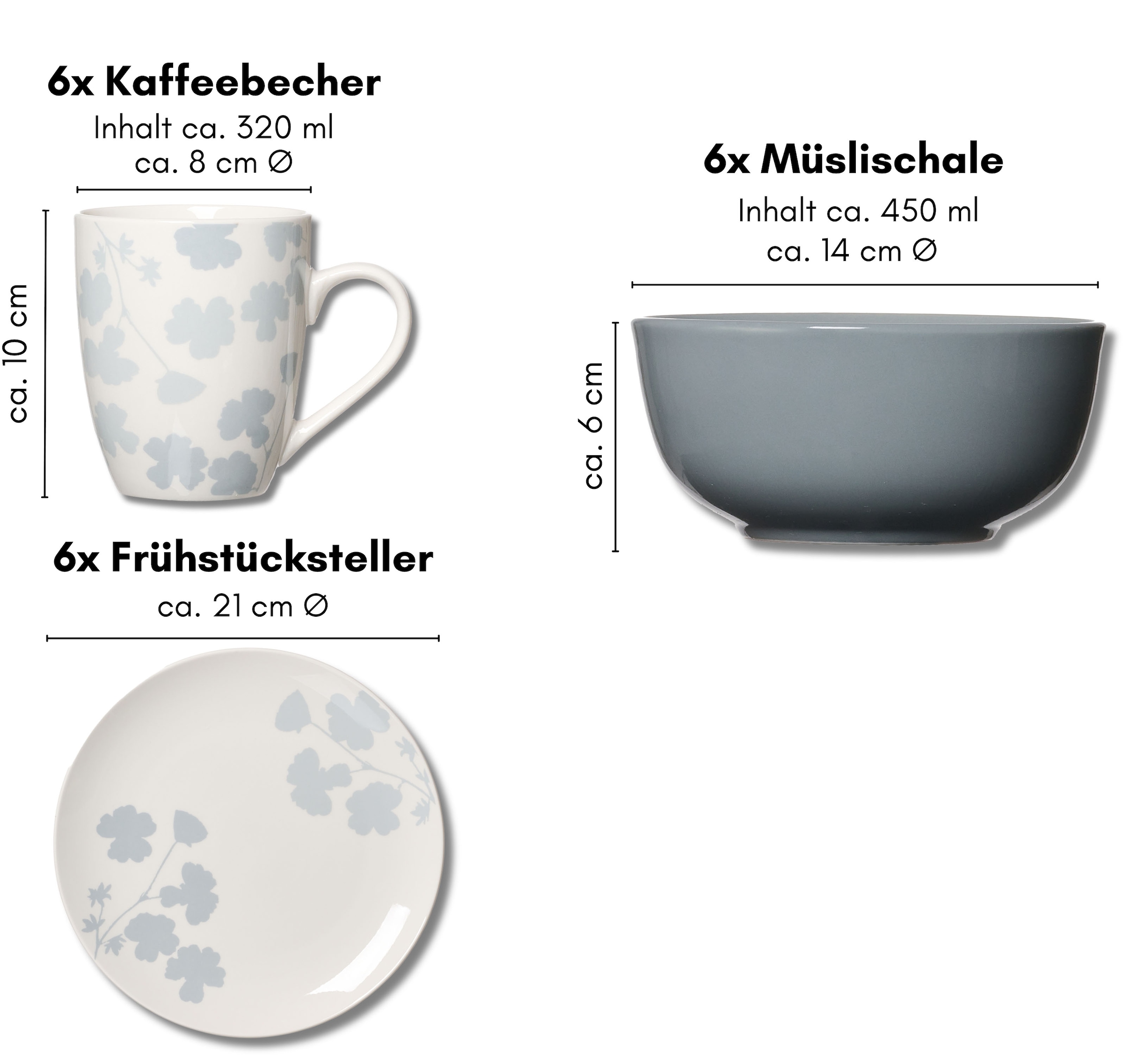 Ritzenhoff & Breker Set de vaisselle pour le petit déjeuner »Ida« Landhaus/Scandi-Style