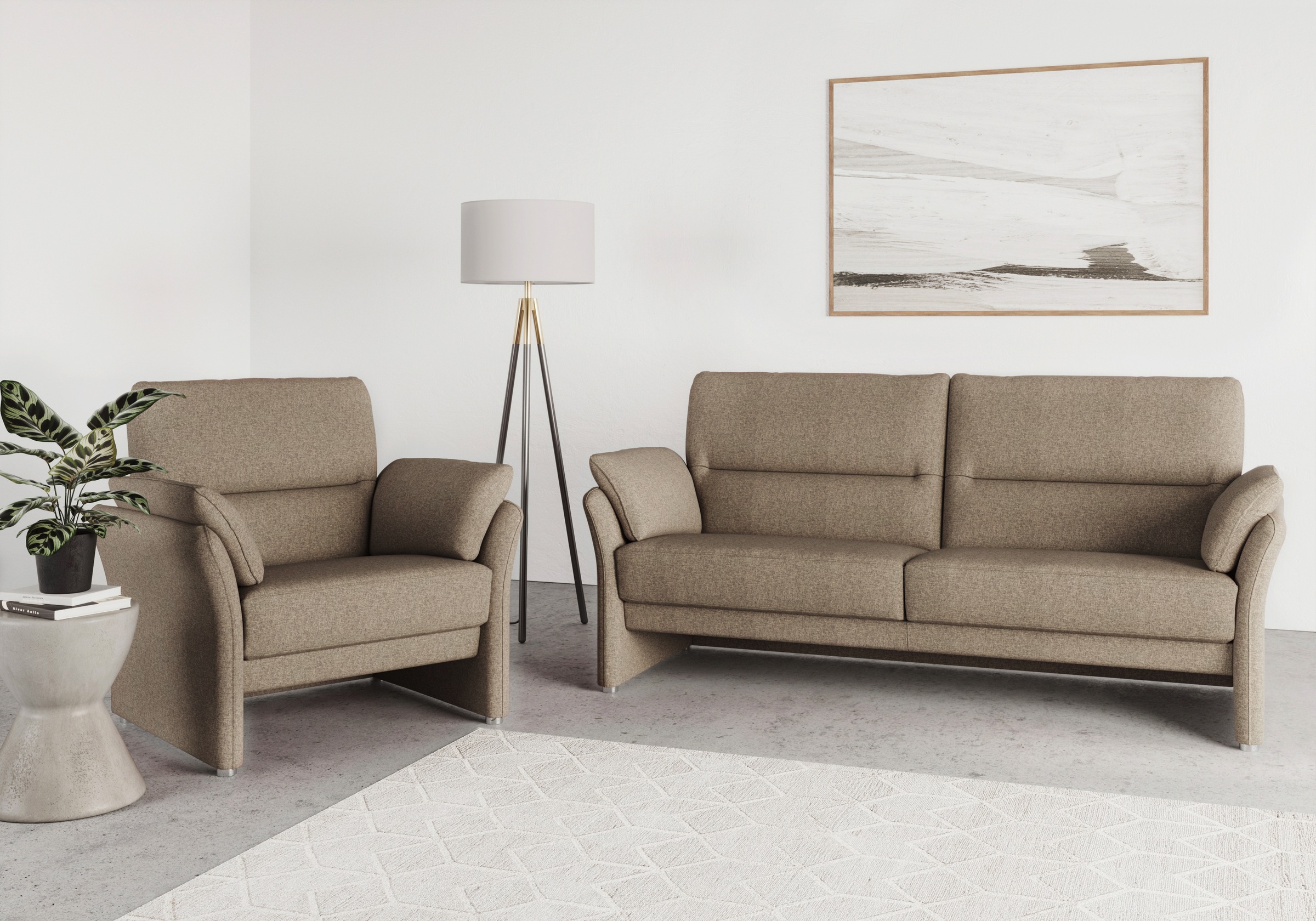 DOMO collection Fauteuil »Pina elegant und zeitloser Clubsessel, bequemer Cocktailsessel« Hoher Sitzkomfort, Feinstruktur, stone