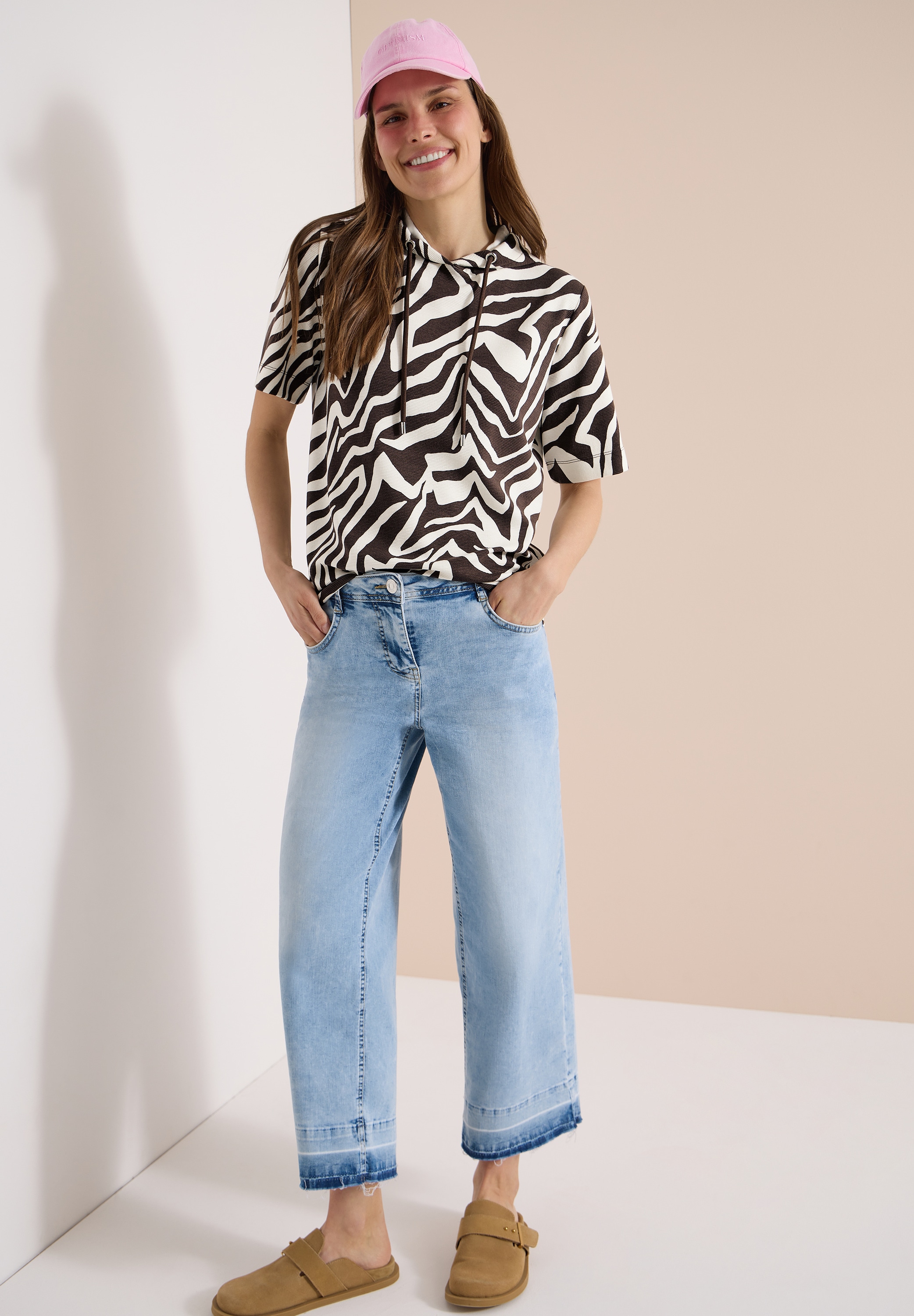 Cecil Kapuzensweatshirt , Kurzarm-Shirt mit Kapuze und Zebraprint
