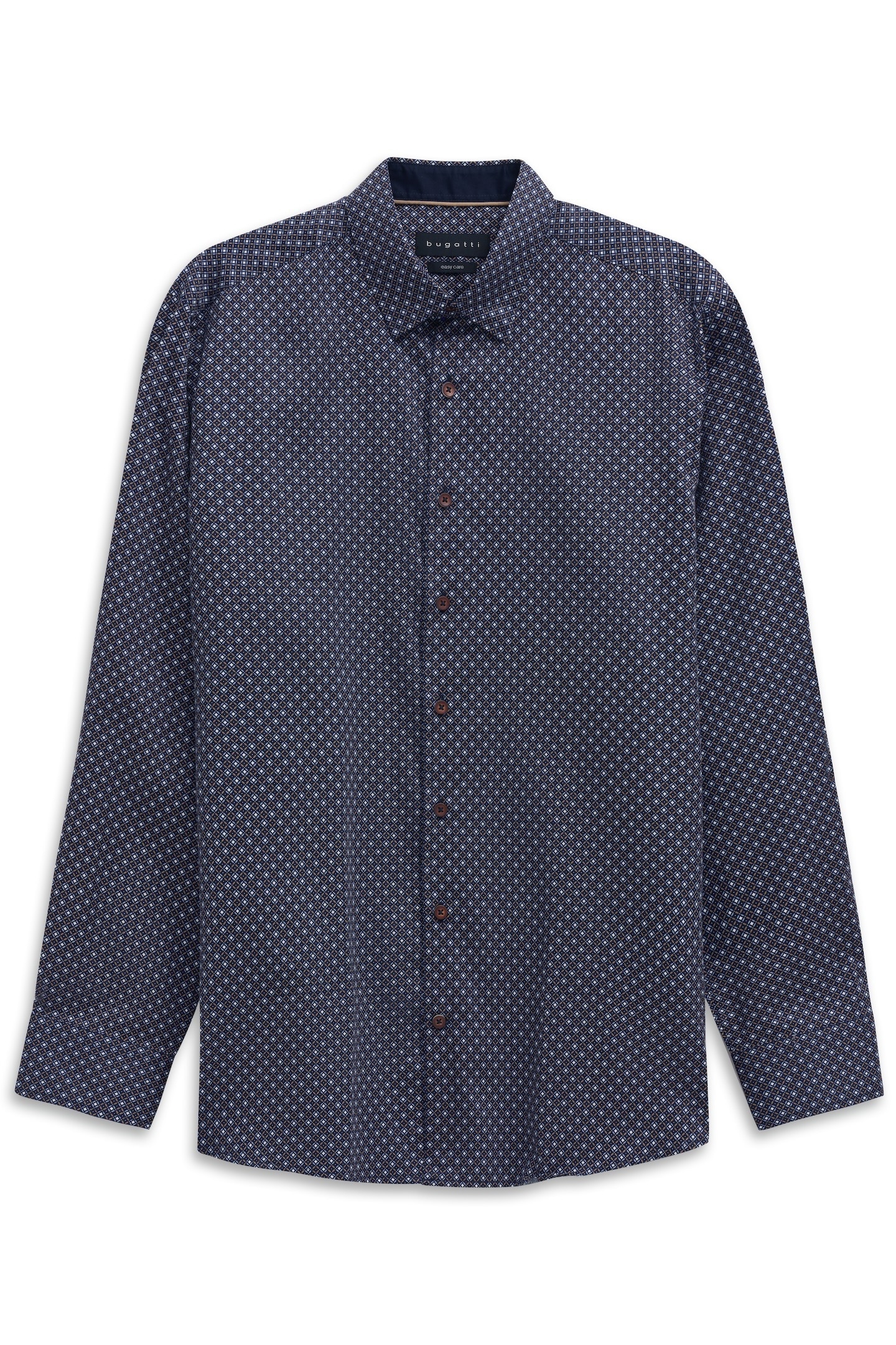 bugatti Chemise à manches longues »Satin Finish« mit Rauten-Muster und Easy-Care Funktion