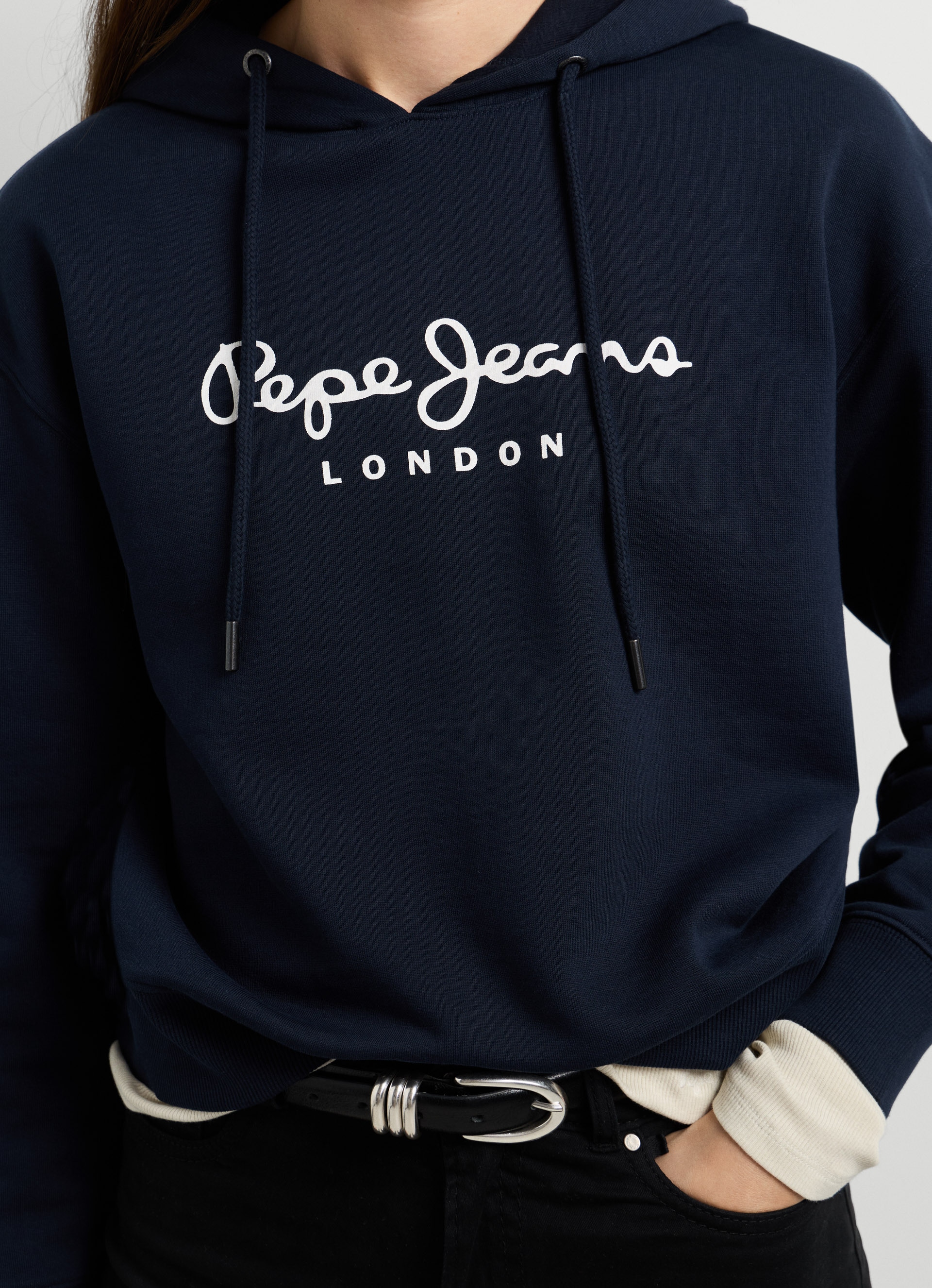 Pepe Jeans Hoodie »BADDY HOODIE«, en mélange de coton, inscription logo
