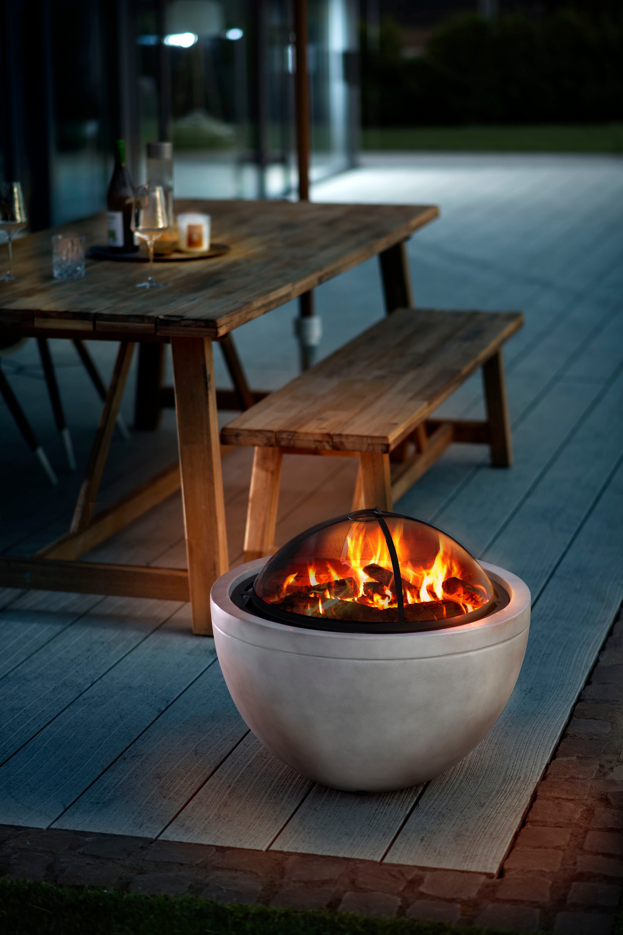 Buschbeck Feuerschale »Madrid 60 grau« ØxH: 60x51 cm, mit Grillfunktion