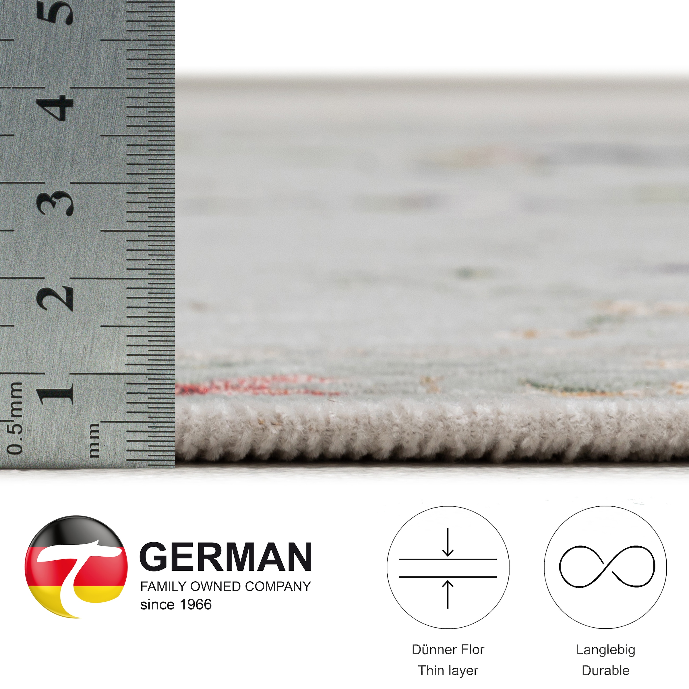 THEKO Bettumrandung »Flomi Sagrini« Höhe 3 mm 3 Stk. tlg. Läufer-Set, Flachgewebe, gewebt, Pastell-Farben, Blumen Design