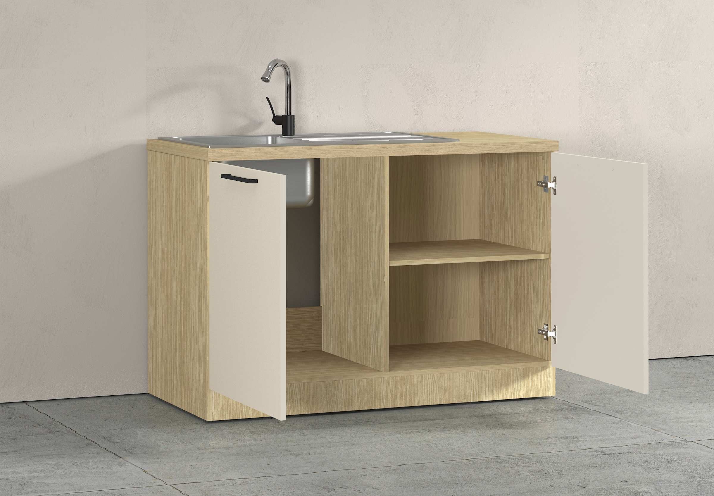 KOCHSTATION Spülenschrank »Luna, Unterschrank für Spüle, Küchenspülenschrank, Made in  Italy« B/T/H: 120×60×85 cm, inklusive Einbauspüle und Siphon
