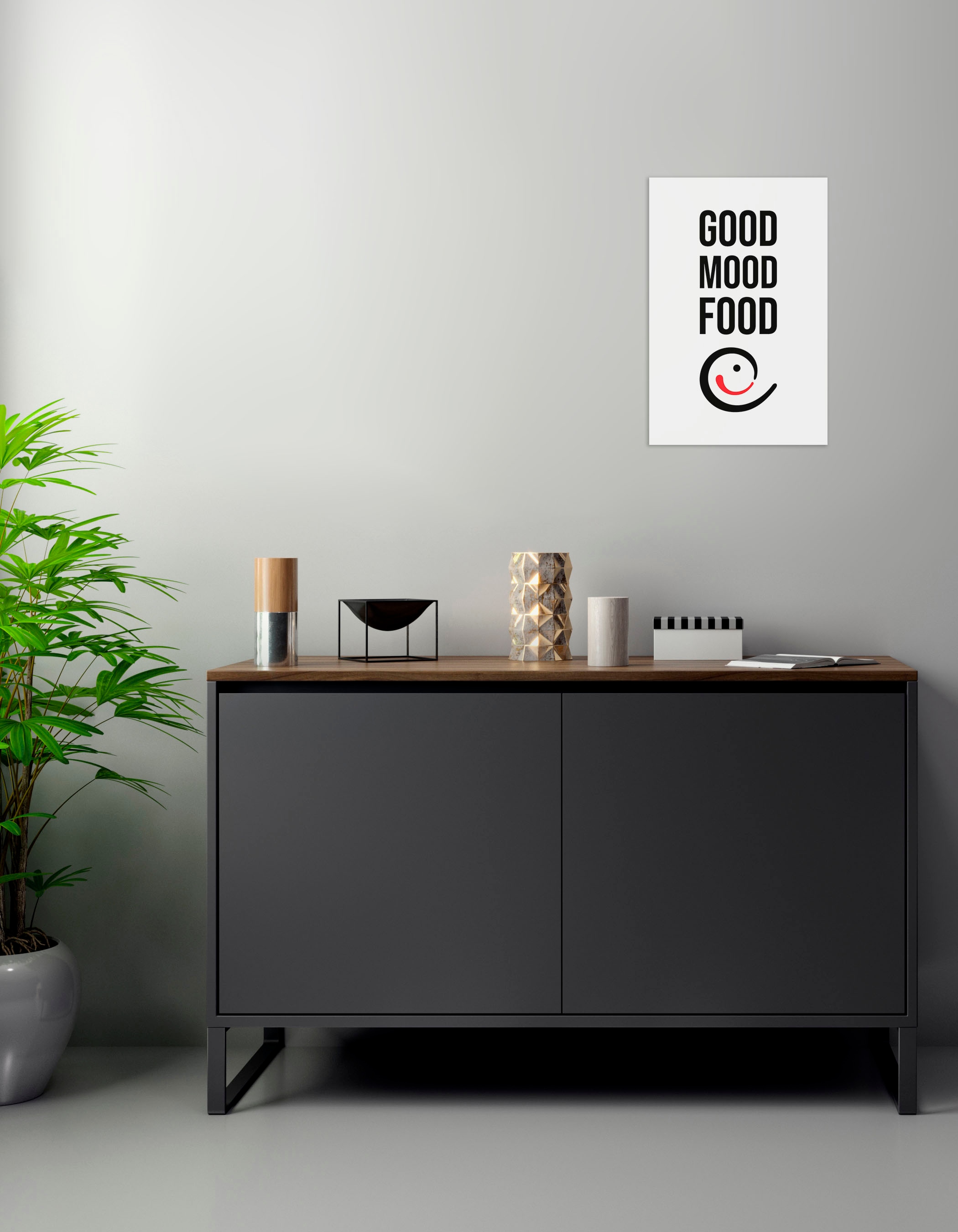 queence Wanddekoobjekt »GOOD MOOD FOOD« Stahlschild, Blechschild, Spruch, Witzig, Wanddeko, retro, 20x30cm