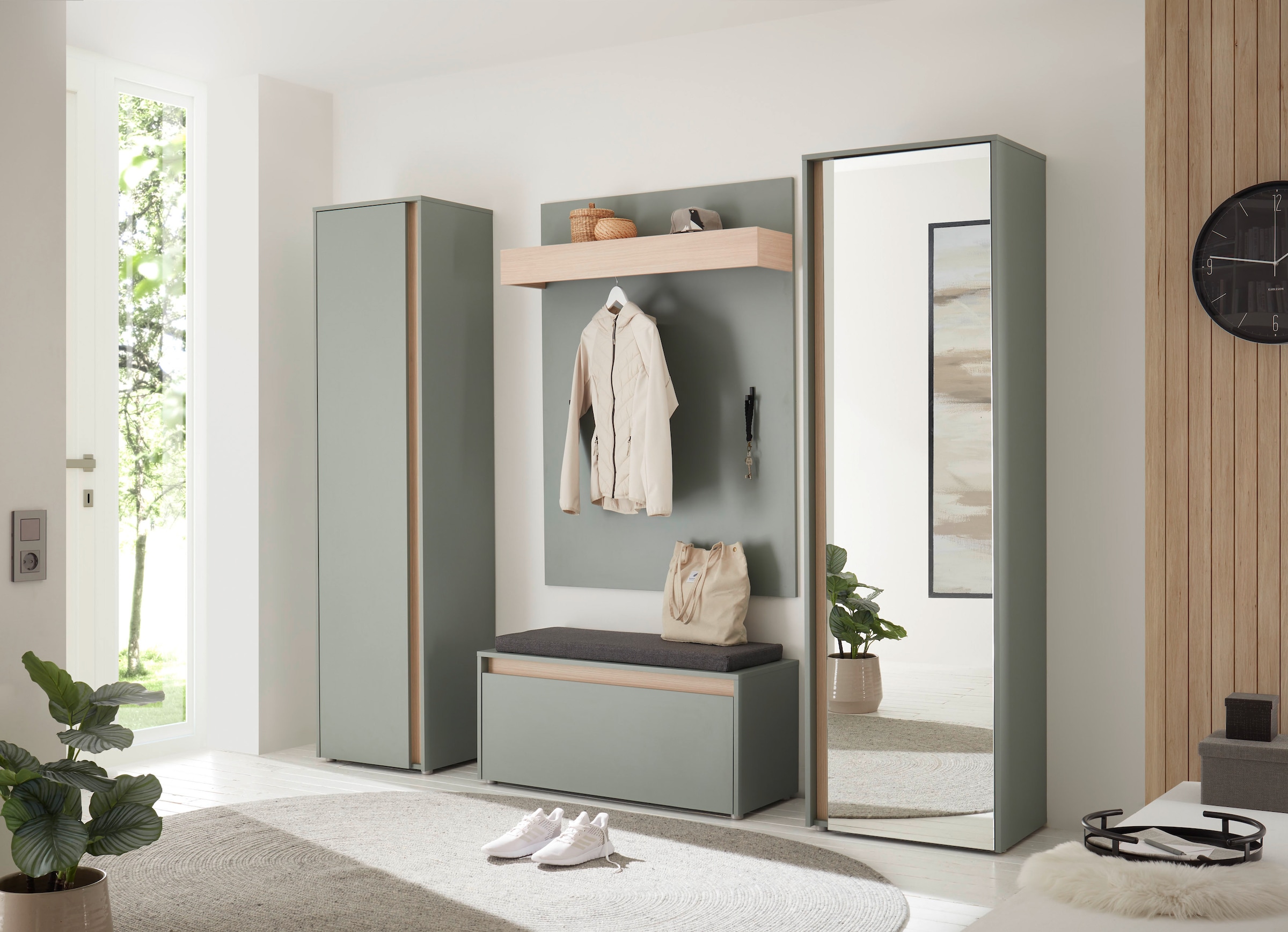 Home affaire Garderobenschrank »GiRON/CiTY, moderner Schrank, Schuhschrank mit Stauraum« 9 Einlegeböden, 10 Fächer, Tür beidseitig montierbar, 50 cm breit