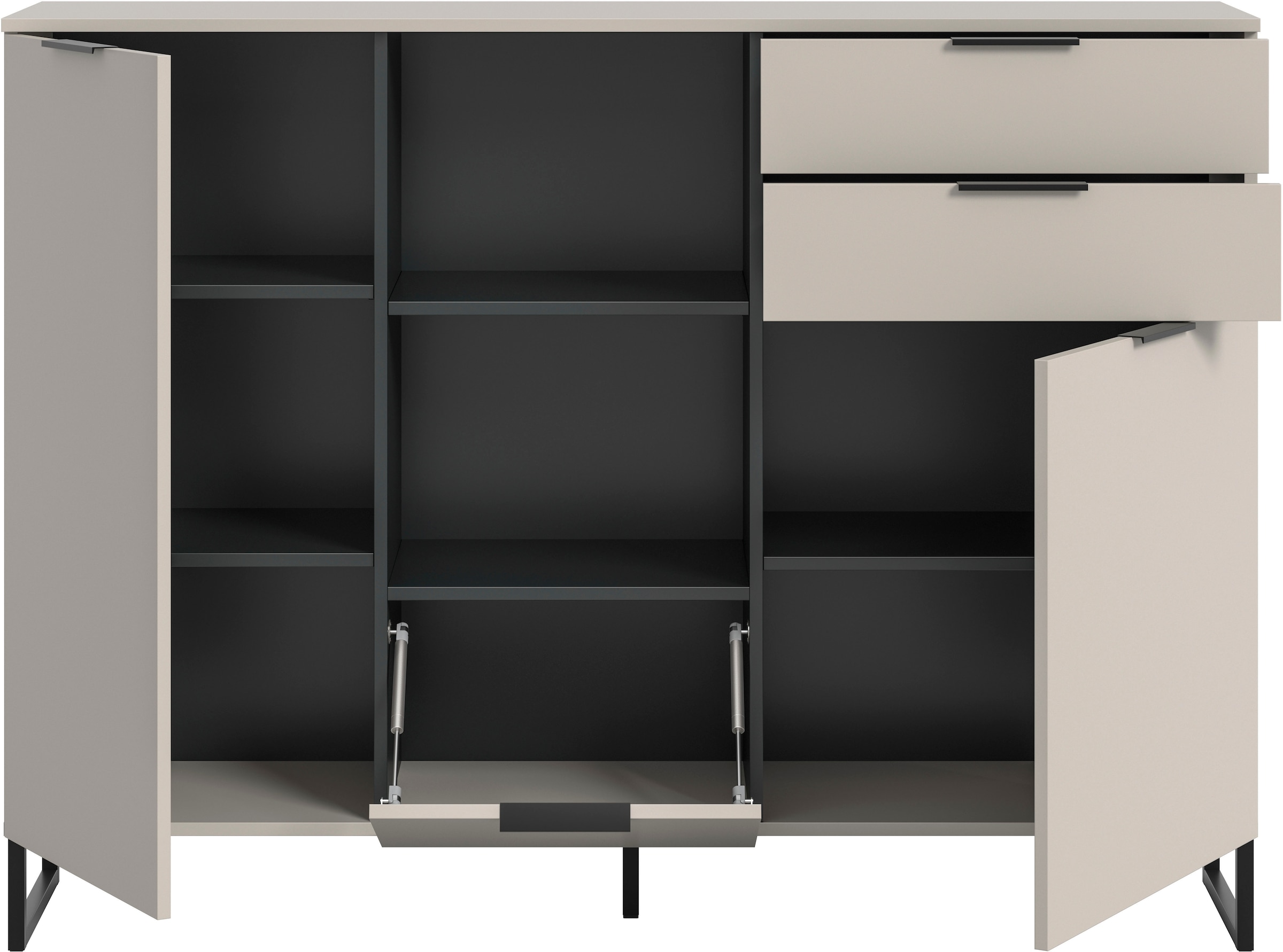 Home affaire Buffet haut »ADIO, Breite 150cm, 2 Türen, 1 Klappe, 2 Schubkästen, mit Metall-Kufen« 1 cuis tlg. Sideboard, Kommode, Lowboard, Schrank, Wohnzimmerschrank, Anrichte