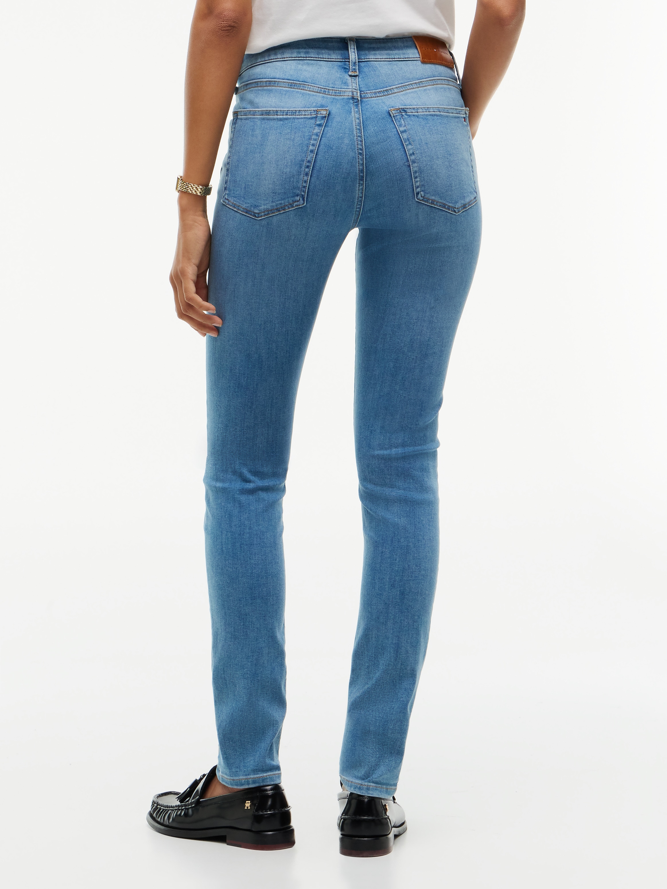 Tommy Hilfiger Jeans skinny »COMO Skinny RW ACE mit Logo-Badge und knöchellangem Schnitt« mélange de coton, coupe skinny
