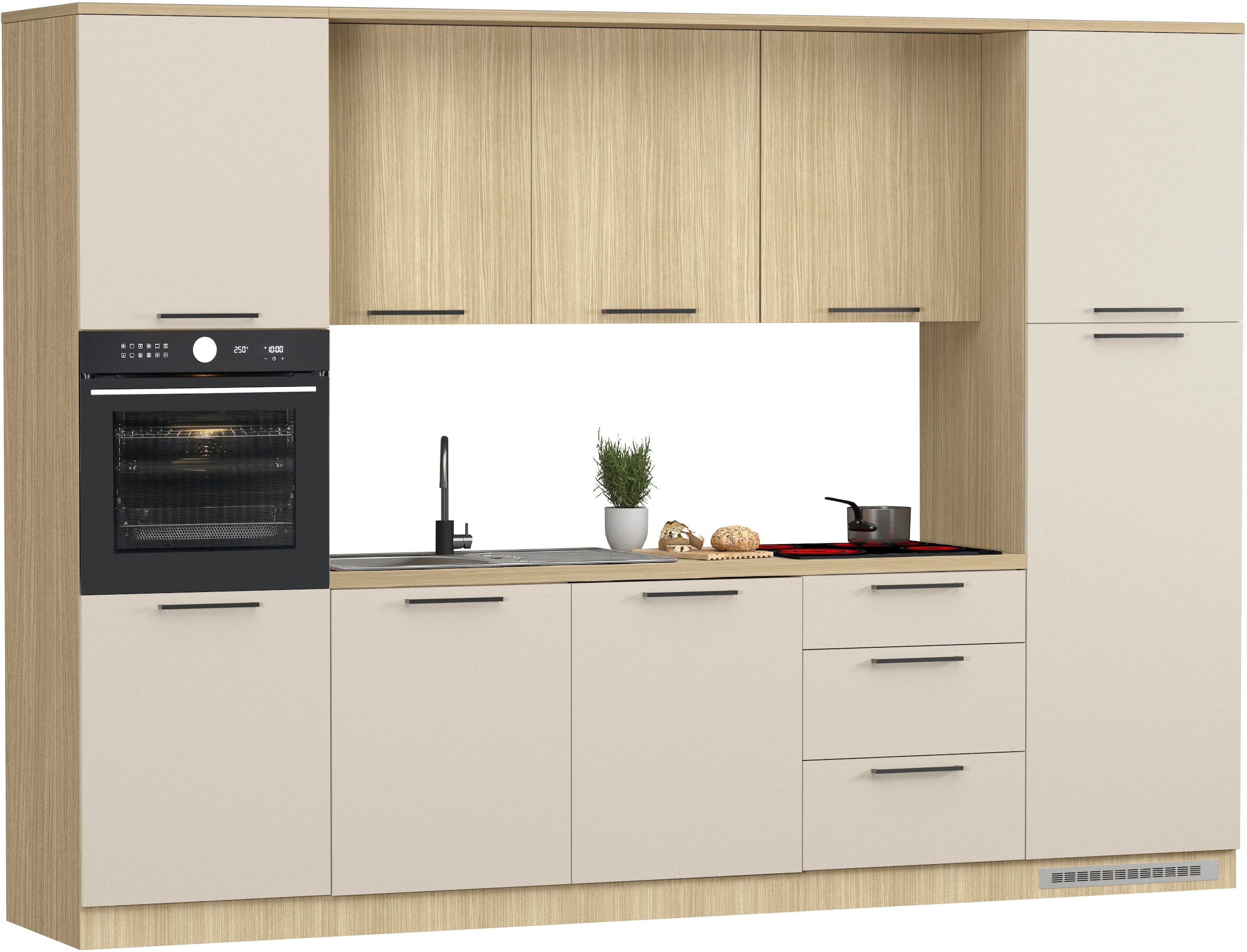 KOCHSTATION Kitchenette »KS-Luna, Einbauküche, Zeilenküche, Küchenblock« Breite 300 cm, wahlweise mit Hanseatic-E-Geräten, APL 35mm stark