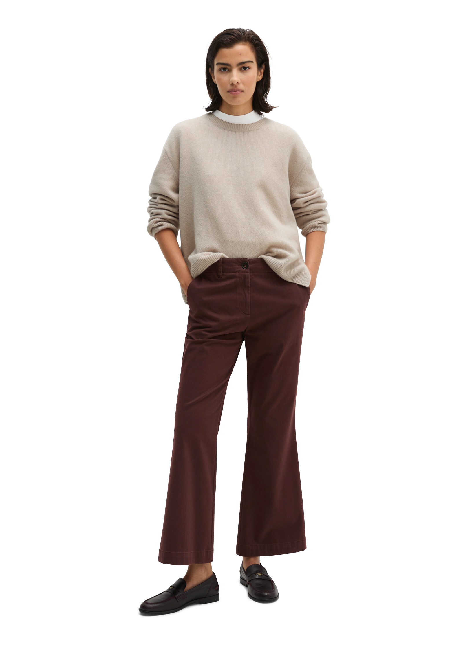 Marc O'Polo 7/8-Hose  aus Baumwoll-Stretch-Satin, Flared Fit