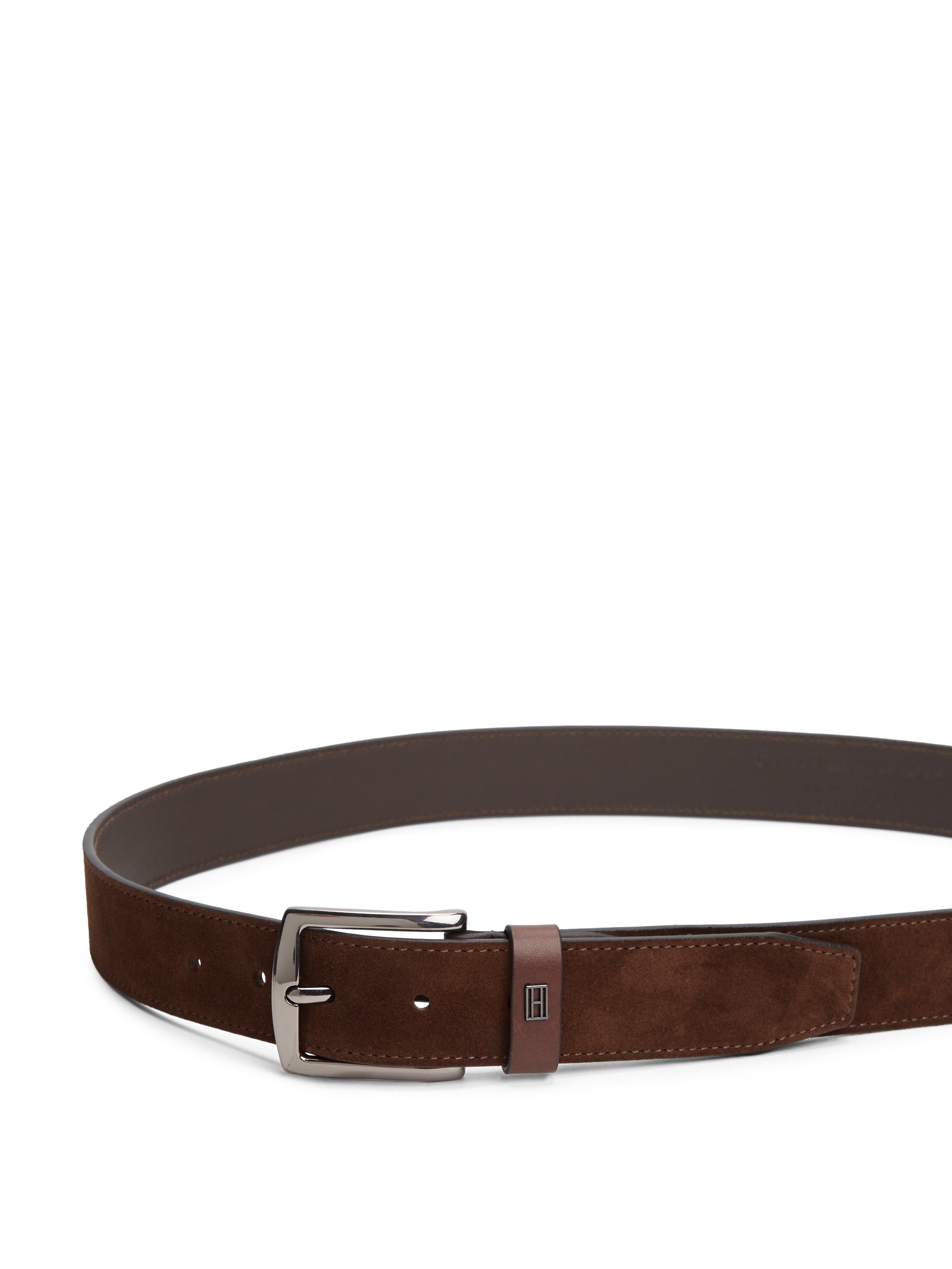 Tommy Hilfiger Ceinture en cuir »DENTON ELEVATED SUEDE 3,5 cm breit« en daim, coutures décoratives contrastées