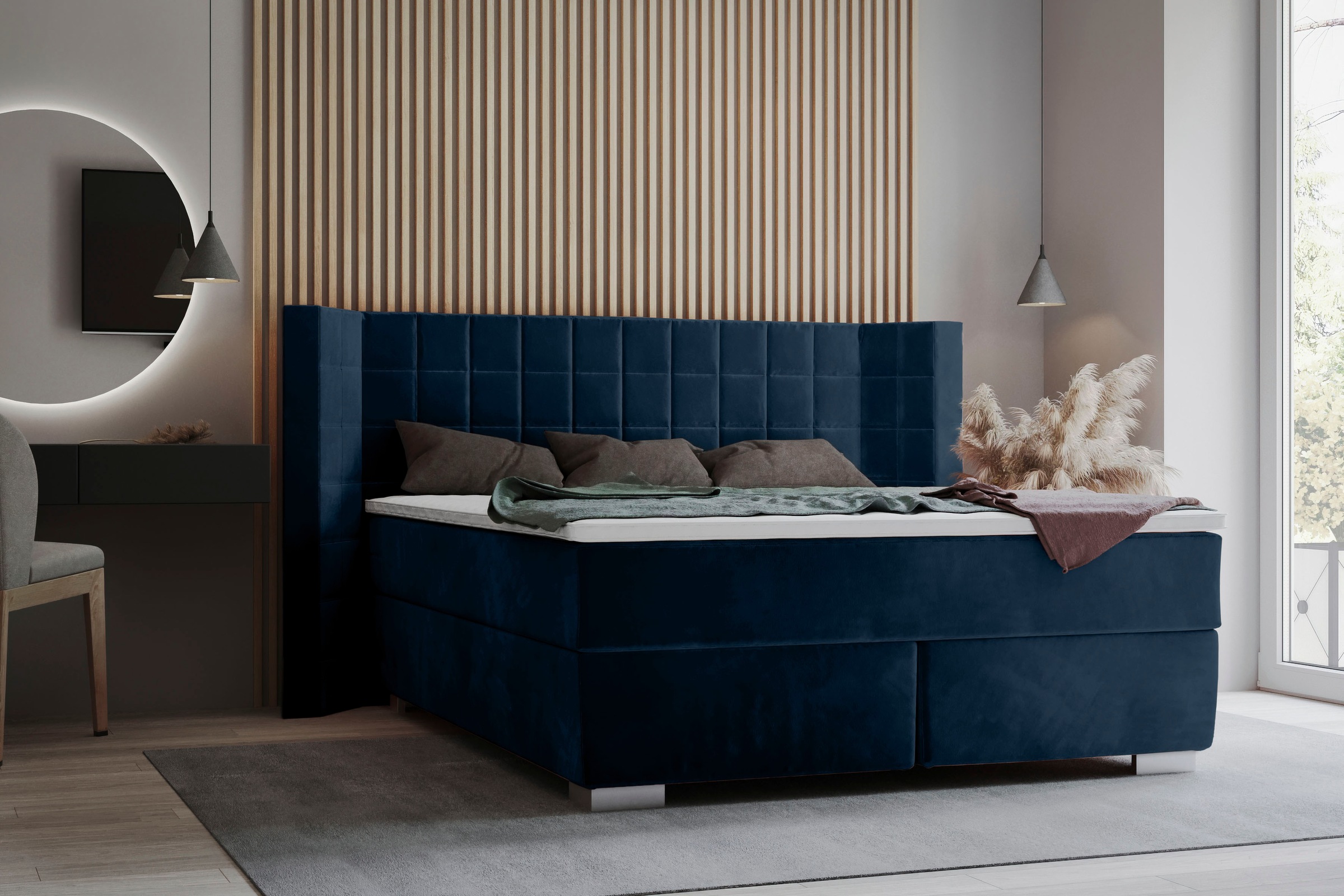 Home affaire Boxspringbett »Piazza« mit Steppung und Kopfteil mit seitlichen Flügeln