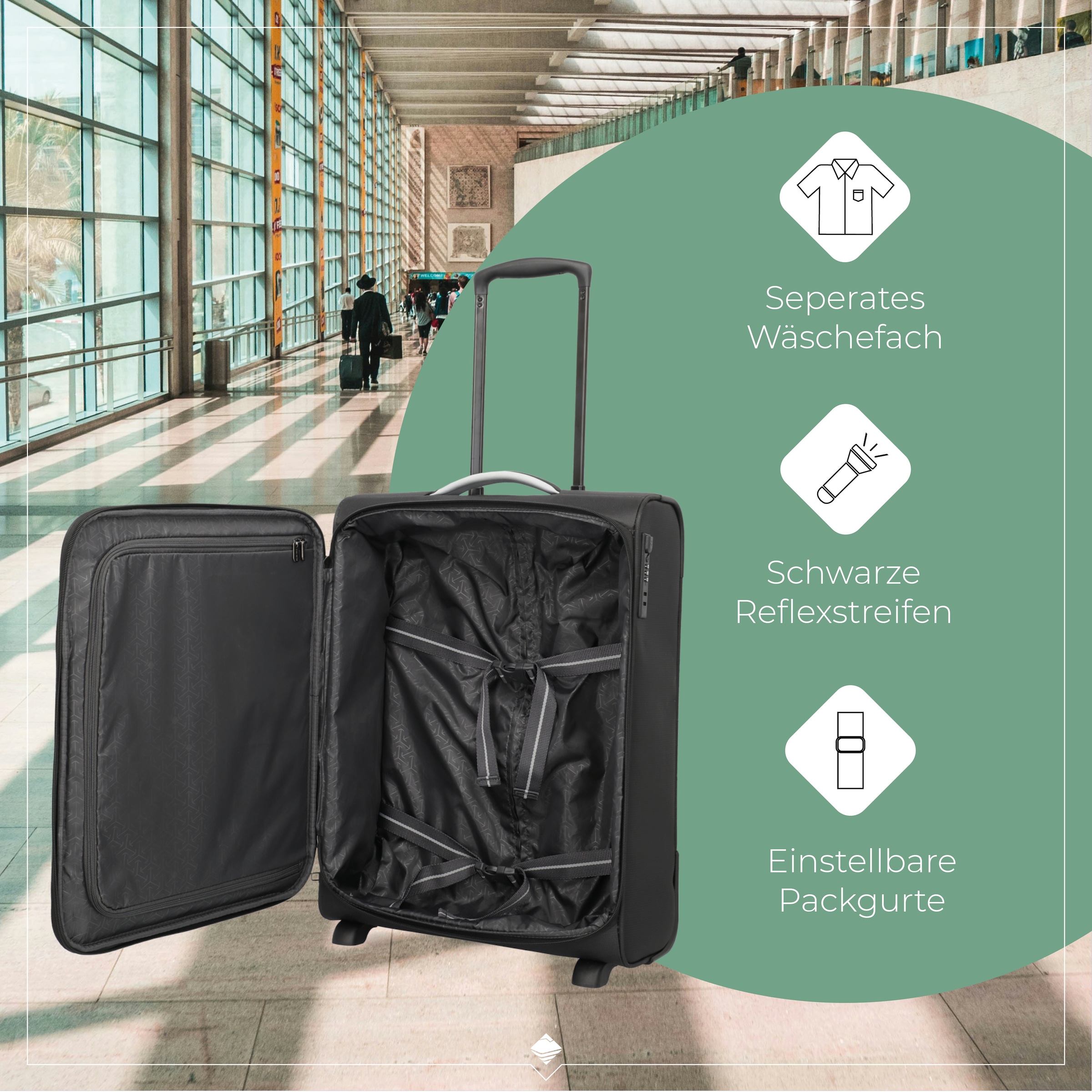 travelite Trolley pour bagages à main »JETPACK Multi 2 Cabin Handgepäck Koffer« 41 litre 2 Rollen bagages souples, adaptés à Ryanair, Condor et de nombreuses compagnies aériennes courantes