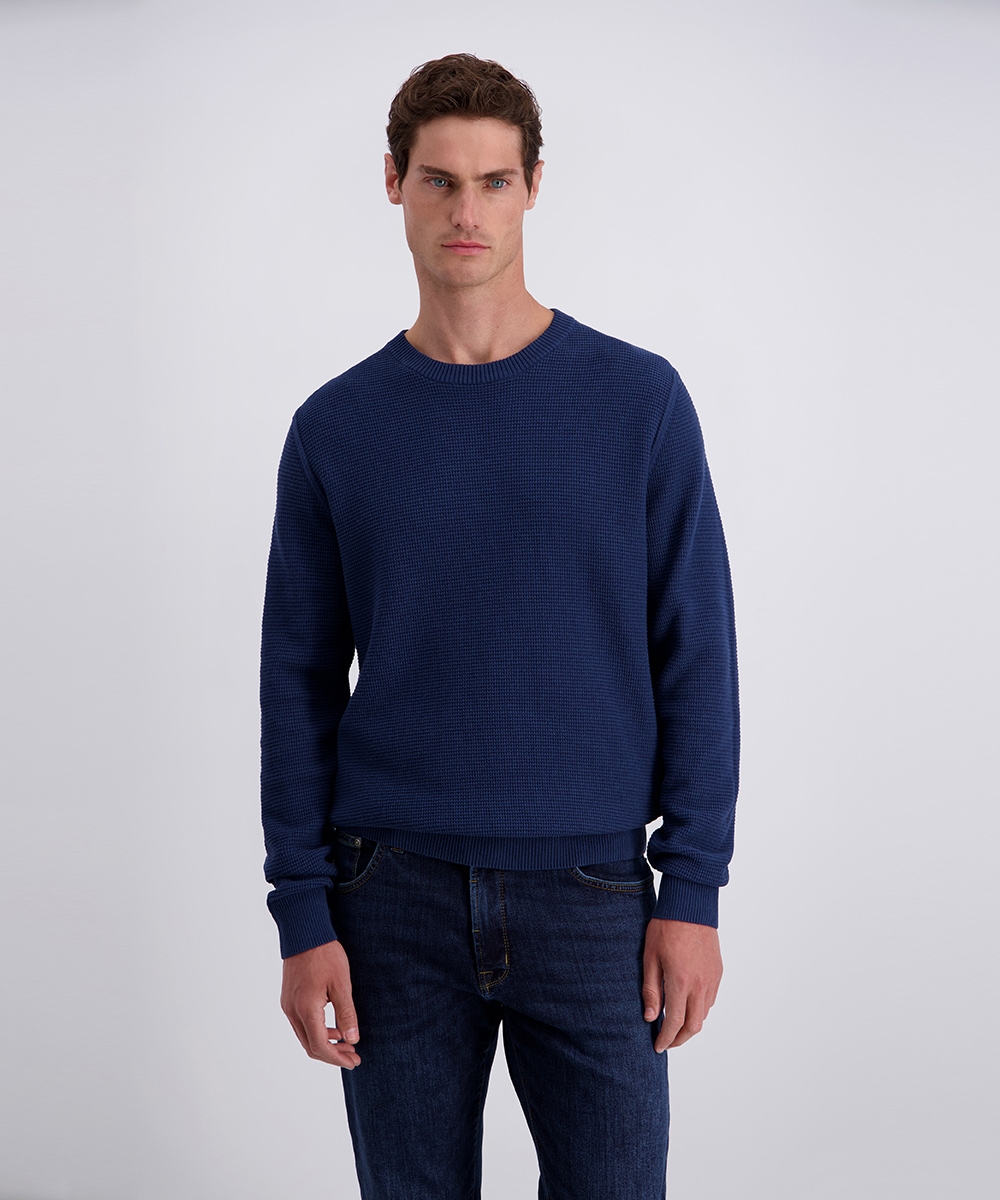 Pierre Cardin Rundhalspullover mit Waffelstruktur- Muster