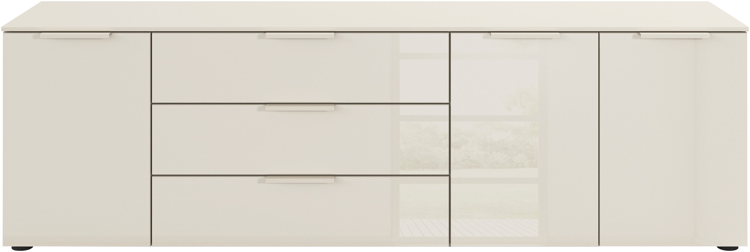 rauch Kombikommode »Kommode Türkommode Sideboard Kombikommode FLIPP mit Glasfront« Breite 200 cm mit 2 Einlegeböden,  3-türig mit 3 Schubladen und Soft-Close-Funktion sowie Glasfront