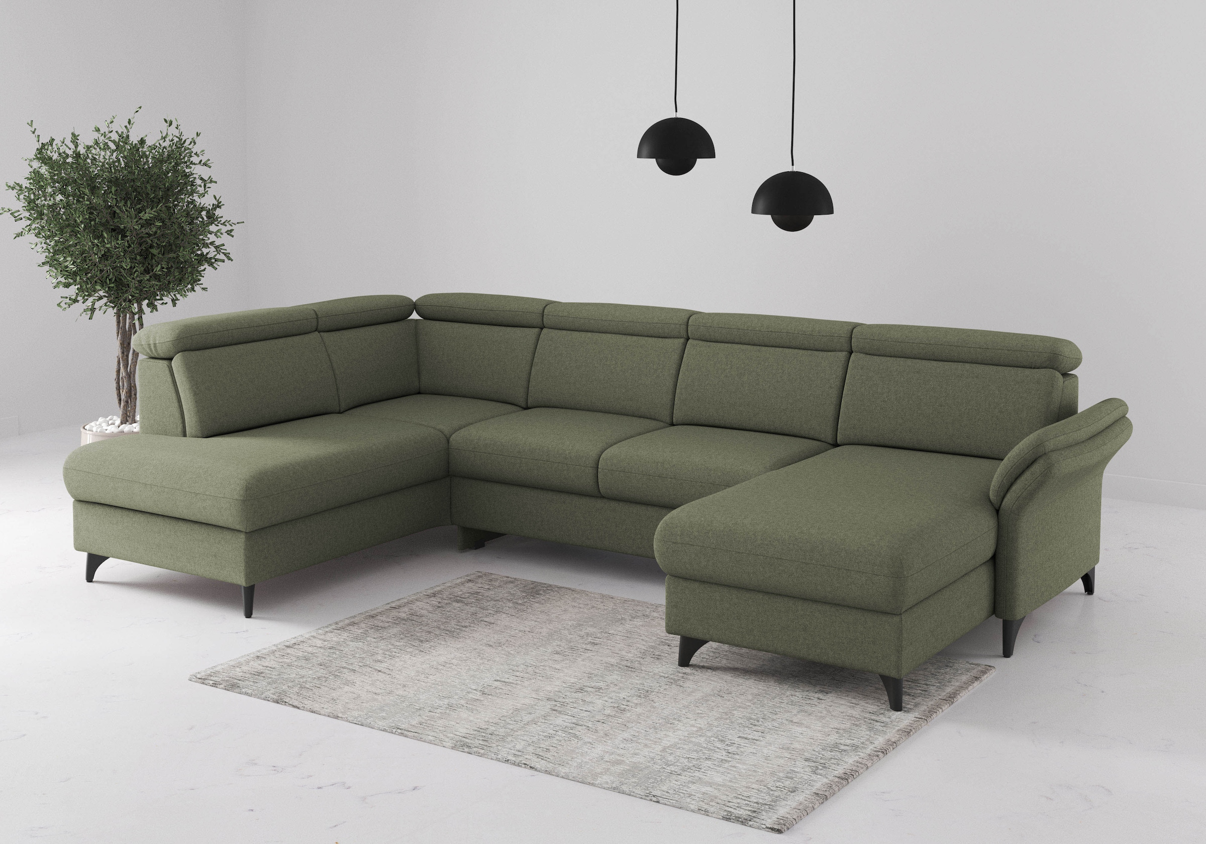 sit&more Paysage de salon »Glendale, U-Form« inkl. Kopfteilverstellung,wahlweise mit Vorziehsitz und Bettkasten