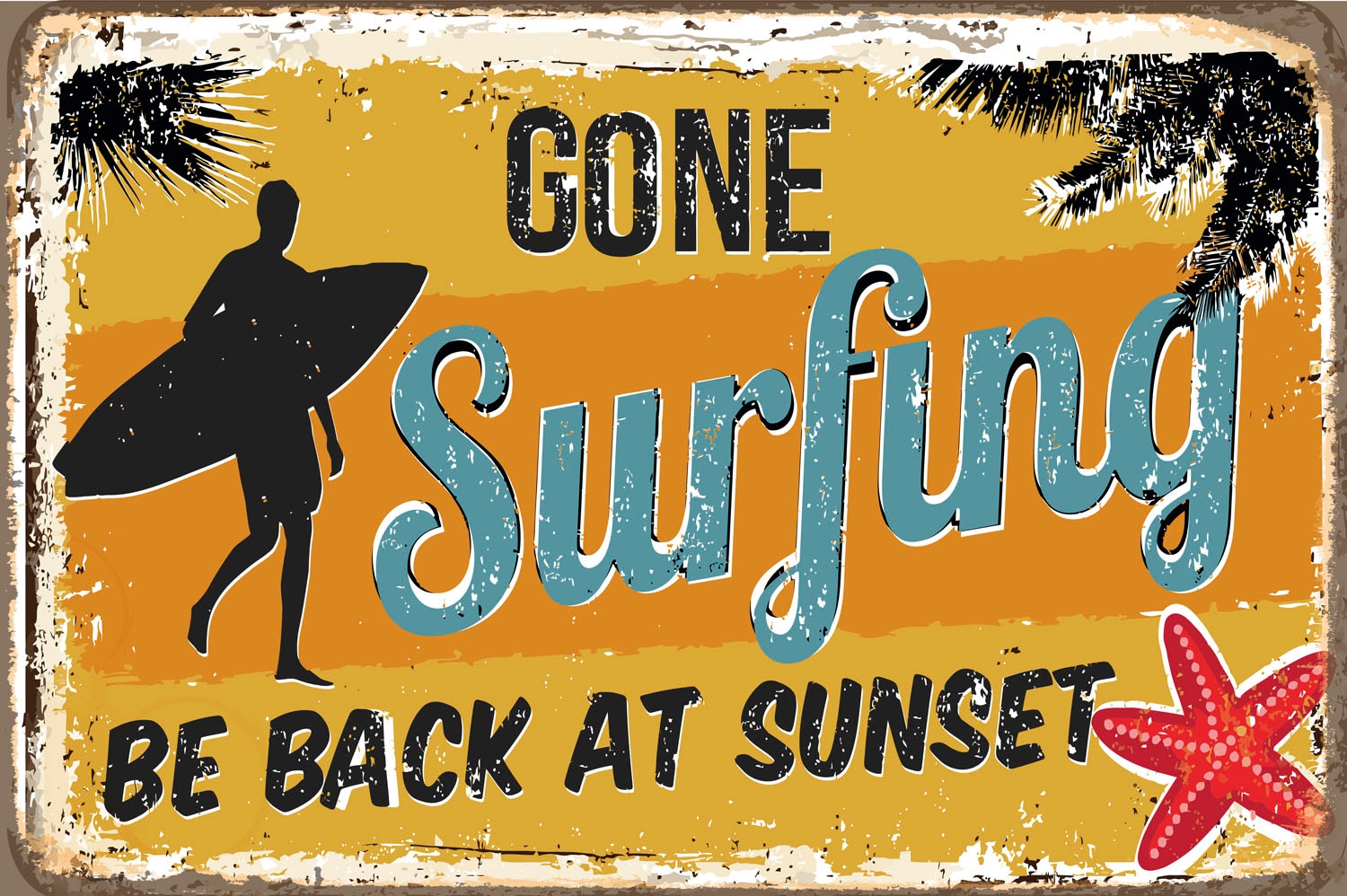 queence Tableau métallique »Sunset Surfing« 1 cuis tlg. Stahlschilder