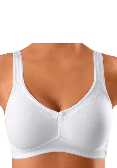 Naturana Soutien-gorge sans armatures »Cotton« 2er Pack,  vorgeformte Soft-Cups, breite Träger, mit Spitze, Baumwollmix, bequem