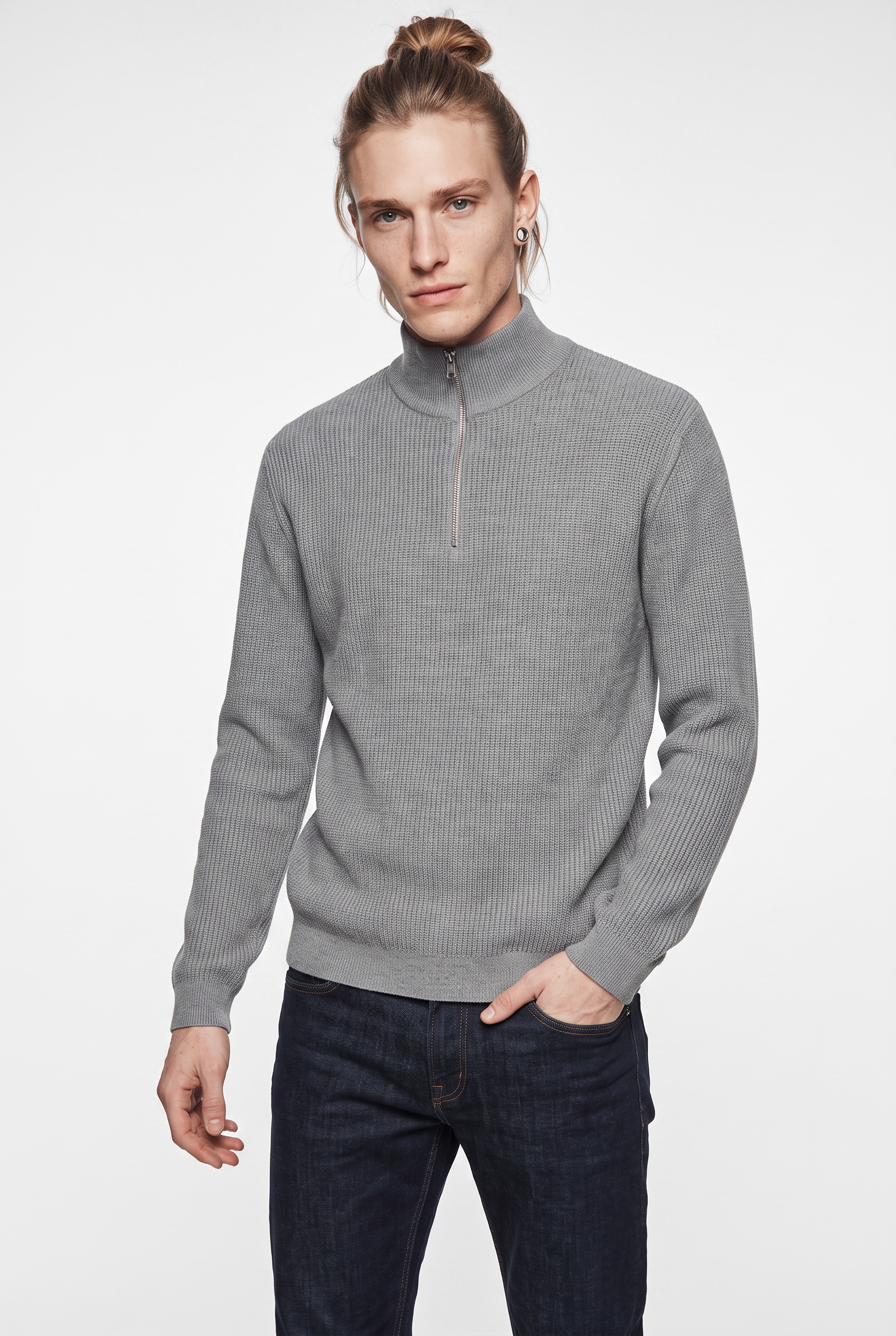 Jack & Jones Troyer »JPRBLACONNOR KNIT HALF ZIP« coton, coupe régulière