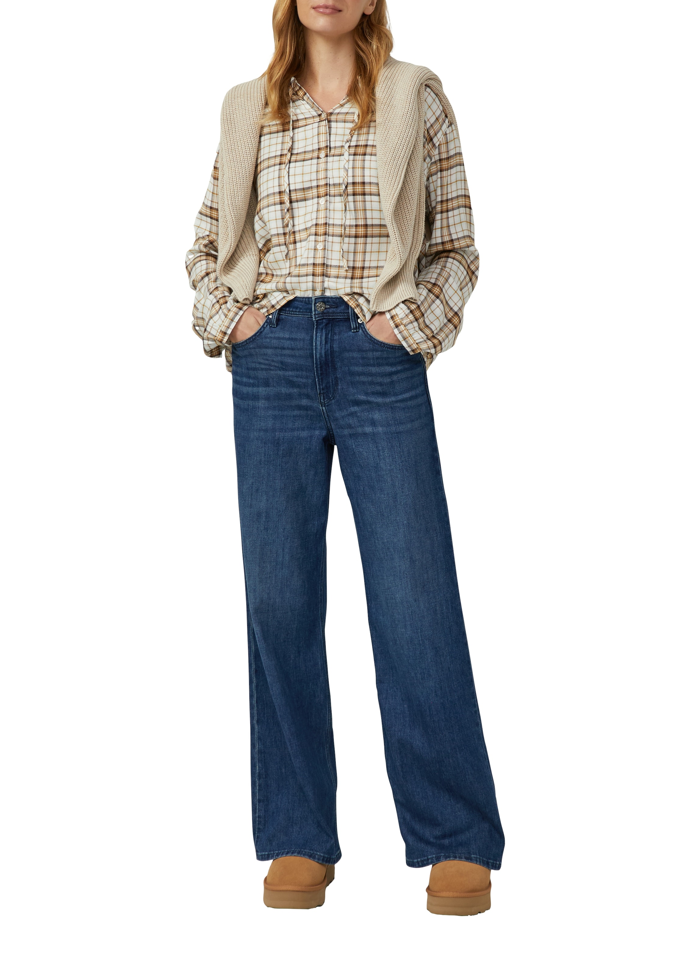 s.Oliver Blouse à carreaux mit verspielten Details, Relaxed Fit