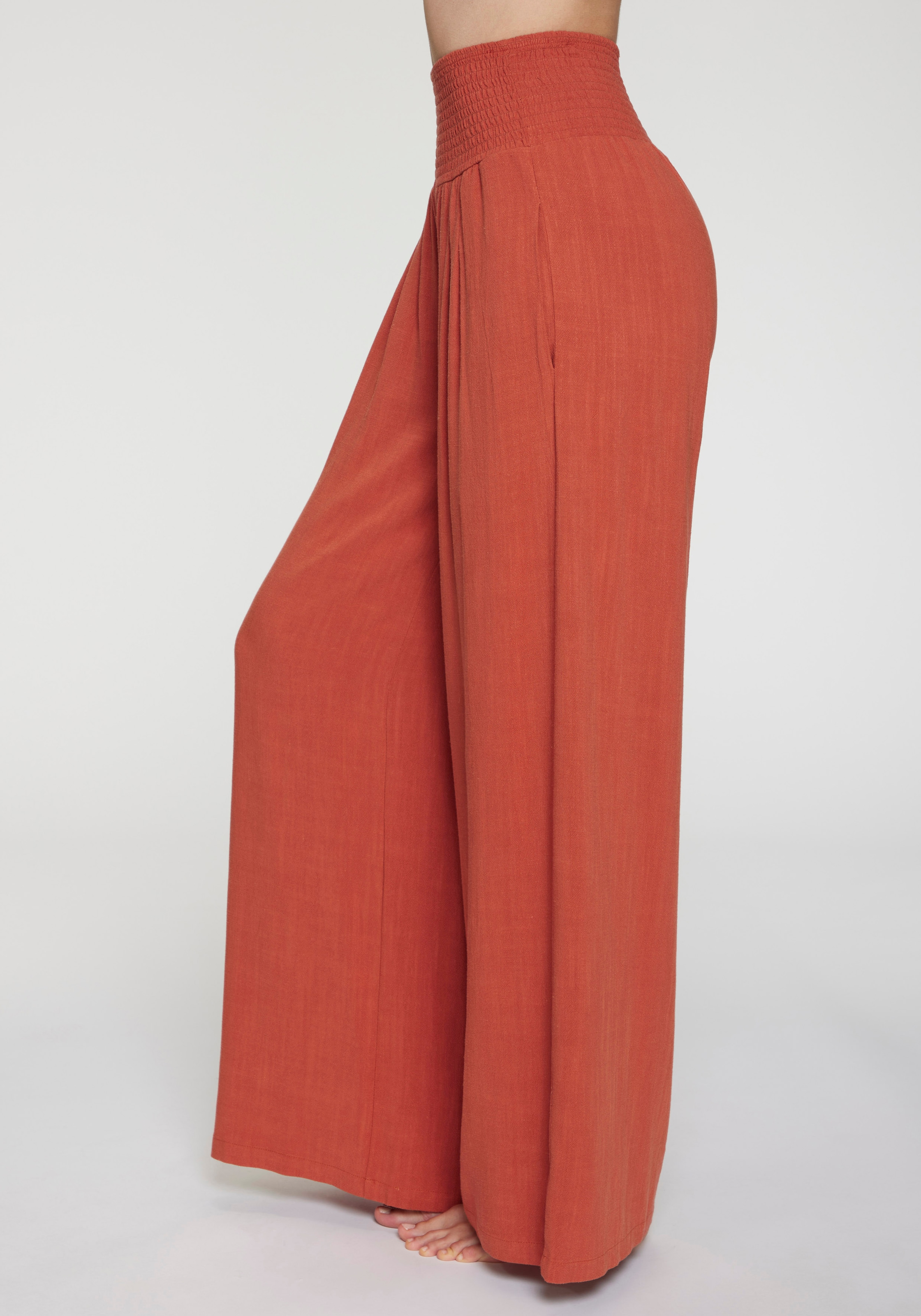 French Connection Pantalon en lin  mit gerafftem Bund, weite Palazzohose für den Sommer