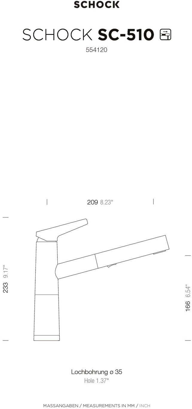 Schock Robinetterie de cuisine »SC510« ausziehbar, Strahl-Brause, Rückflussverhinderer, Schwenkbereich 120°