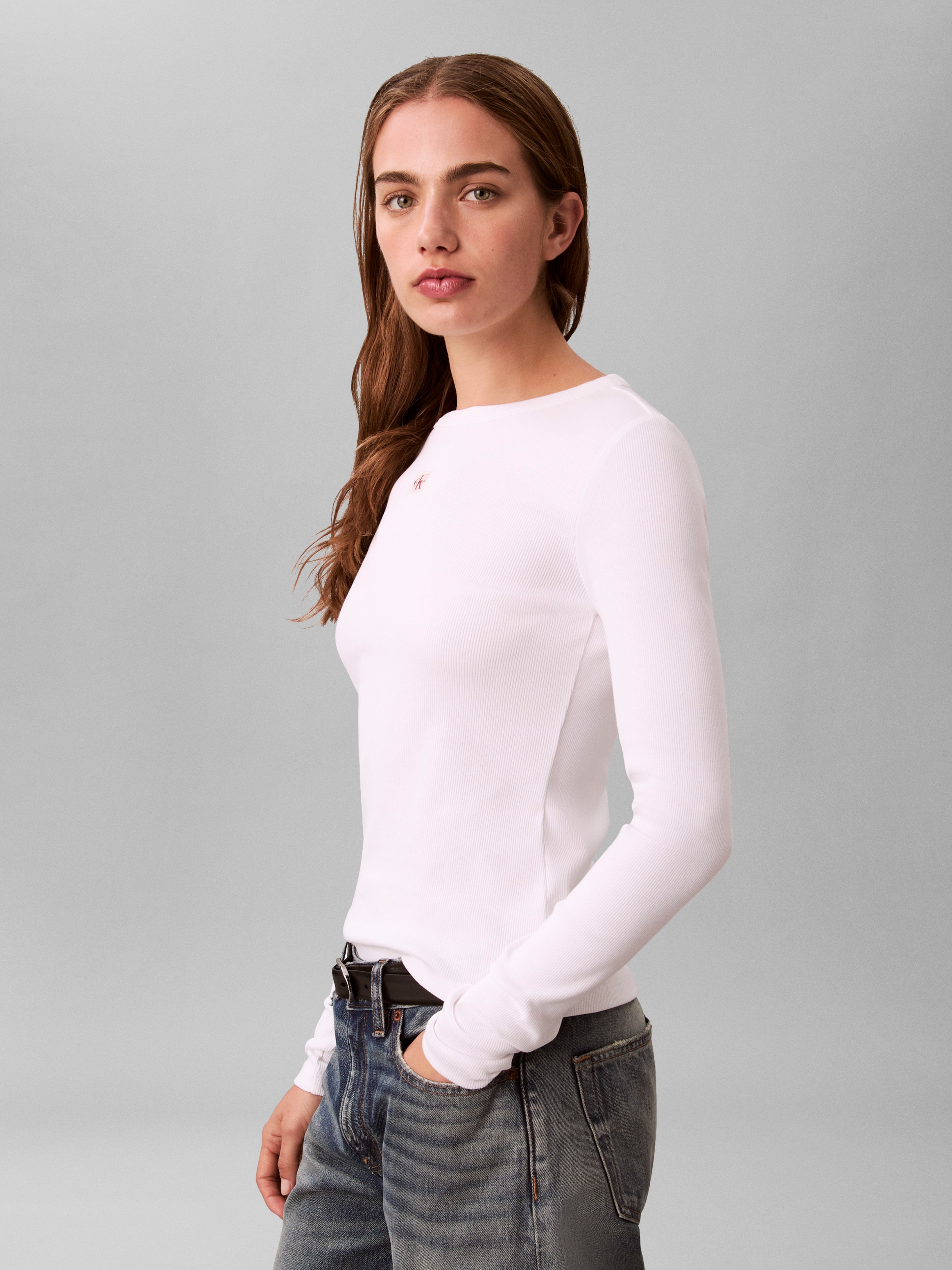 Calvin Klein Jeans Haut de chemise Figurbetonte Passform mit Rundhalsausschnitt