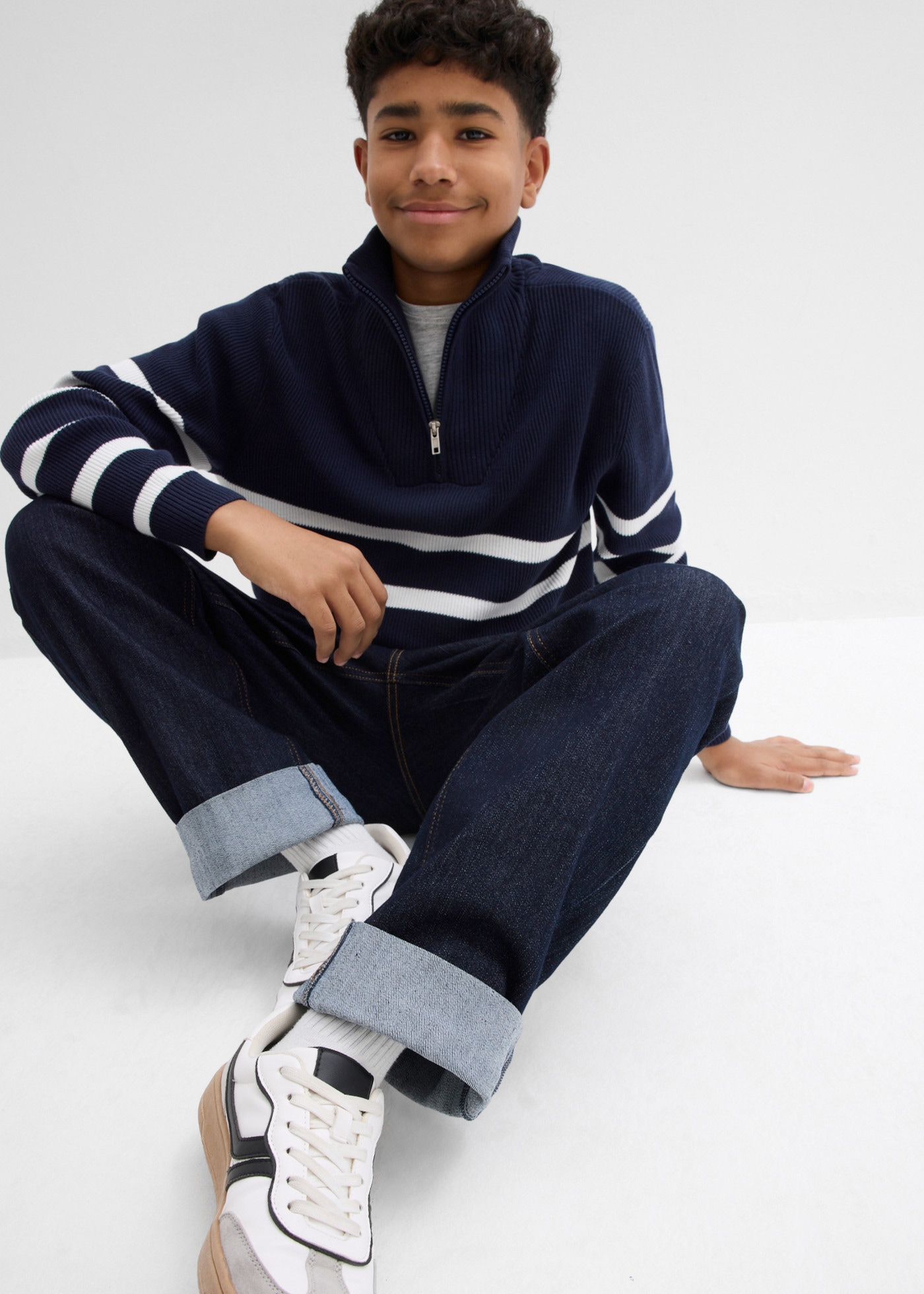 bonprix Jeans loose fit style baggy, avec ourlet retroussé, coupe décontractée