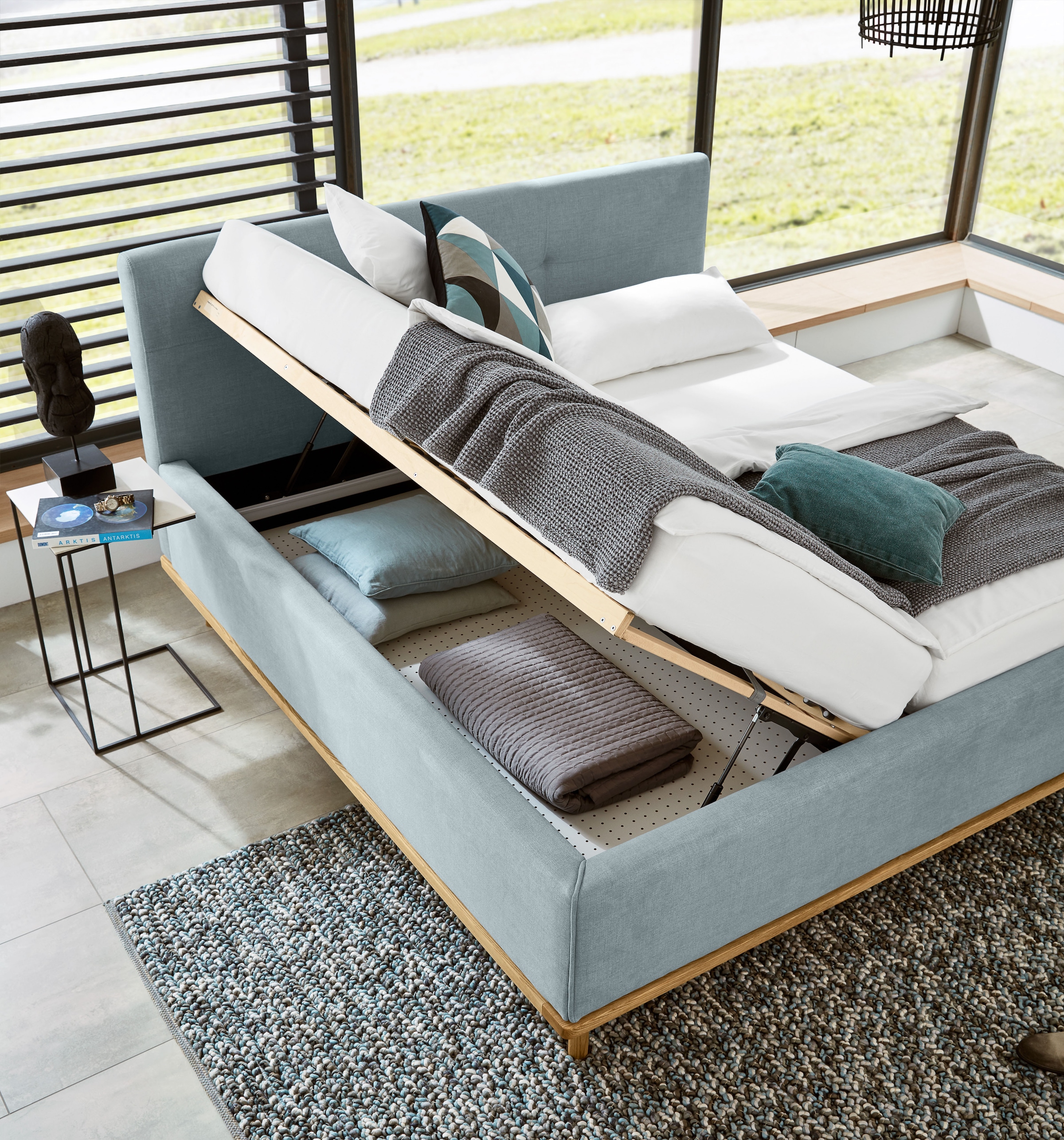 Musterring Lit rembourré »Delphi erhältlich in der Breite 160cm und 180cm« Eicherahmen massiv, Kopfteil mit Steppung