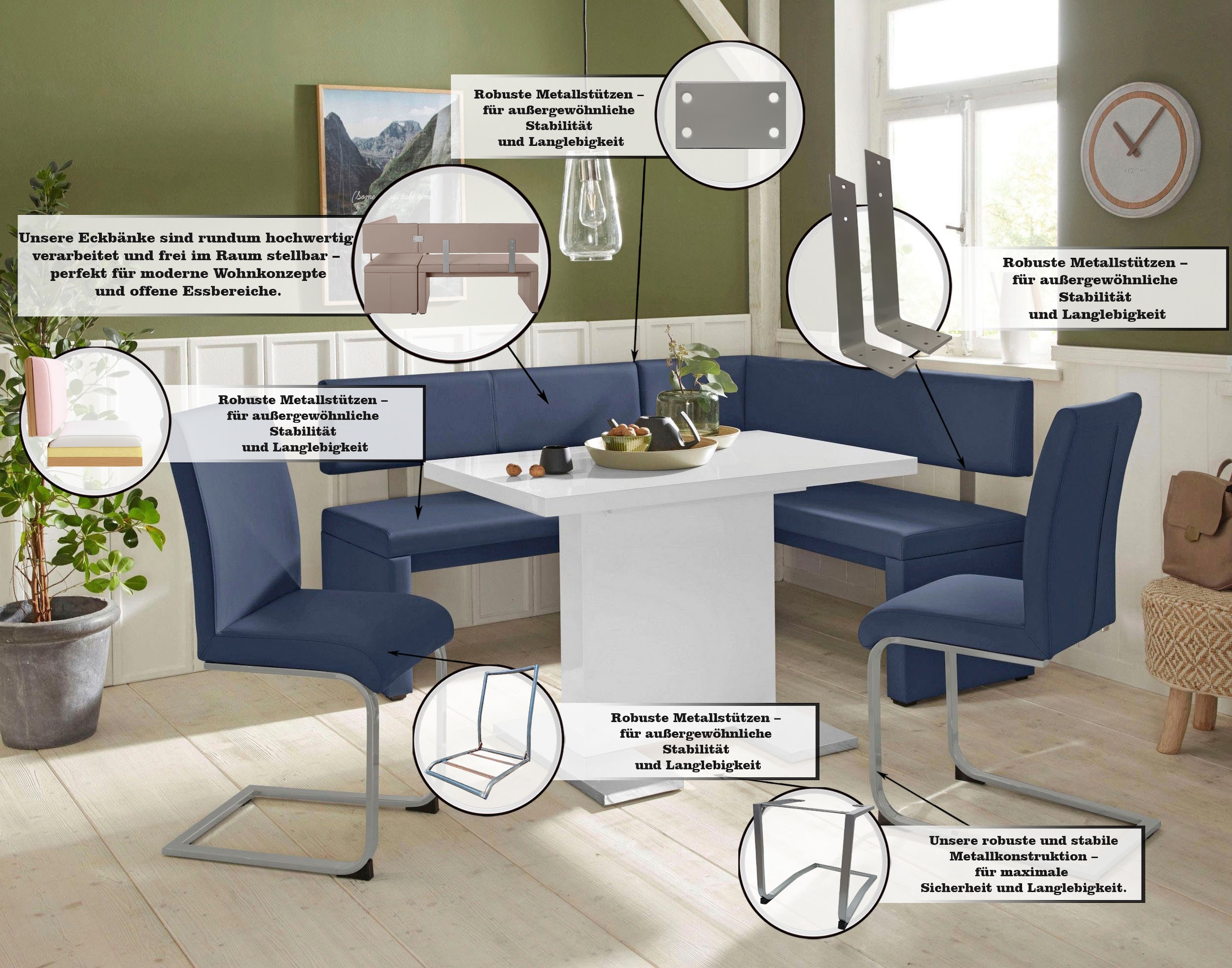 Home affaire Eckbank »Charissa« in 3 Grössen, verschiedene Qualitäten