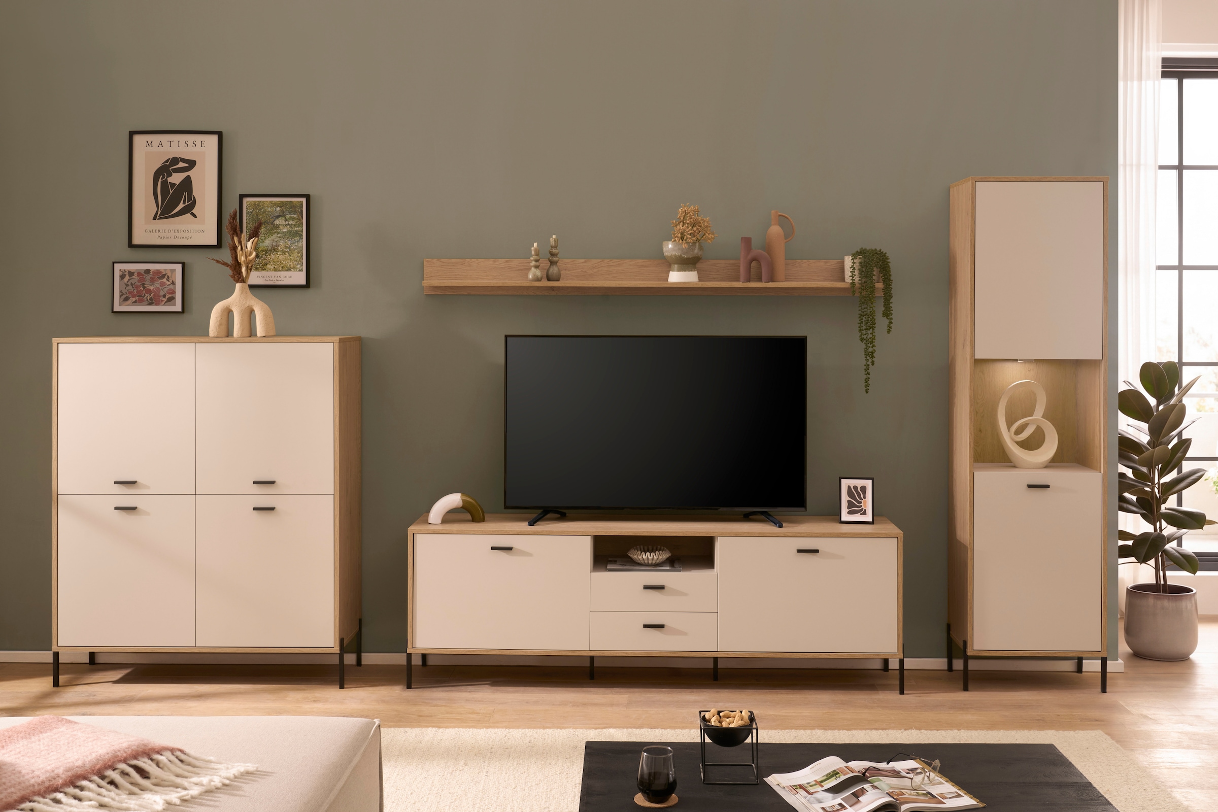 Home affaire Meuble mural »Fredericia, moderne Anbauwand, Komplettset in Kaschmir« Ensemble, 4 cuis tlg.