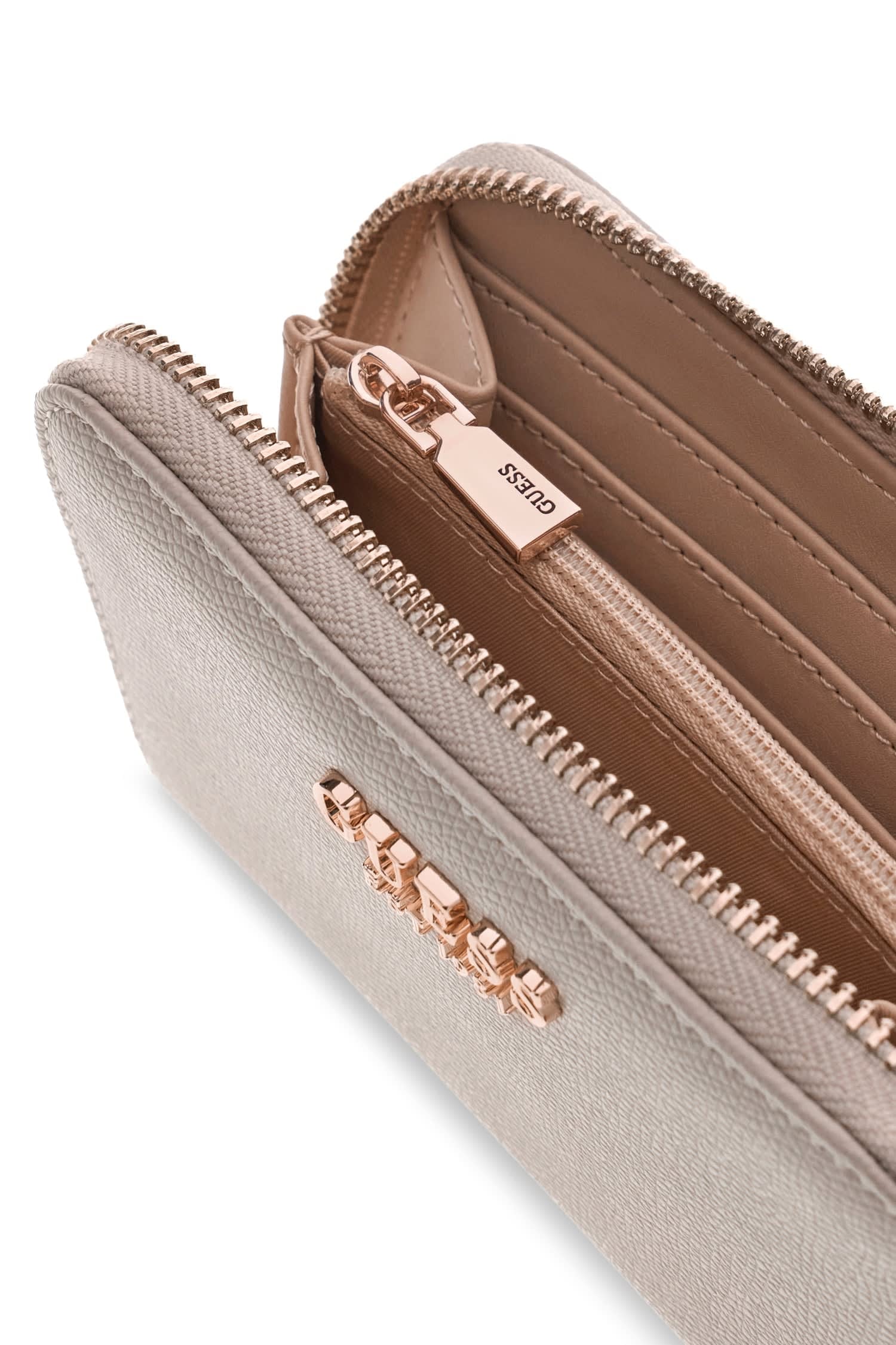 Guess Porte-monnaie »AMORETTE SLG MED ZIP AROUND« Damen Portemonnaie, Geldbeutel mit umlaufendem Reissverschluss