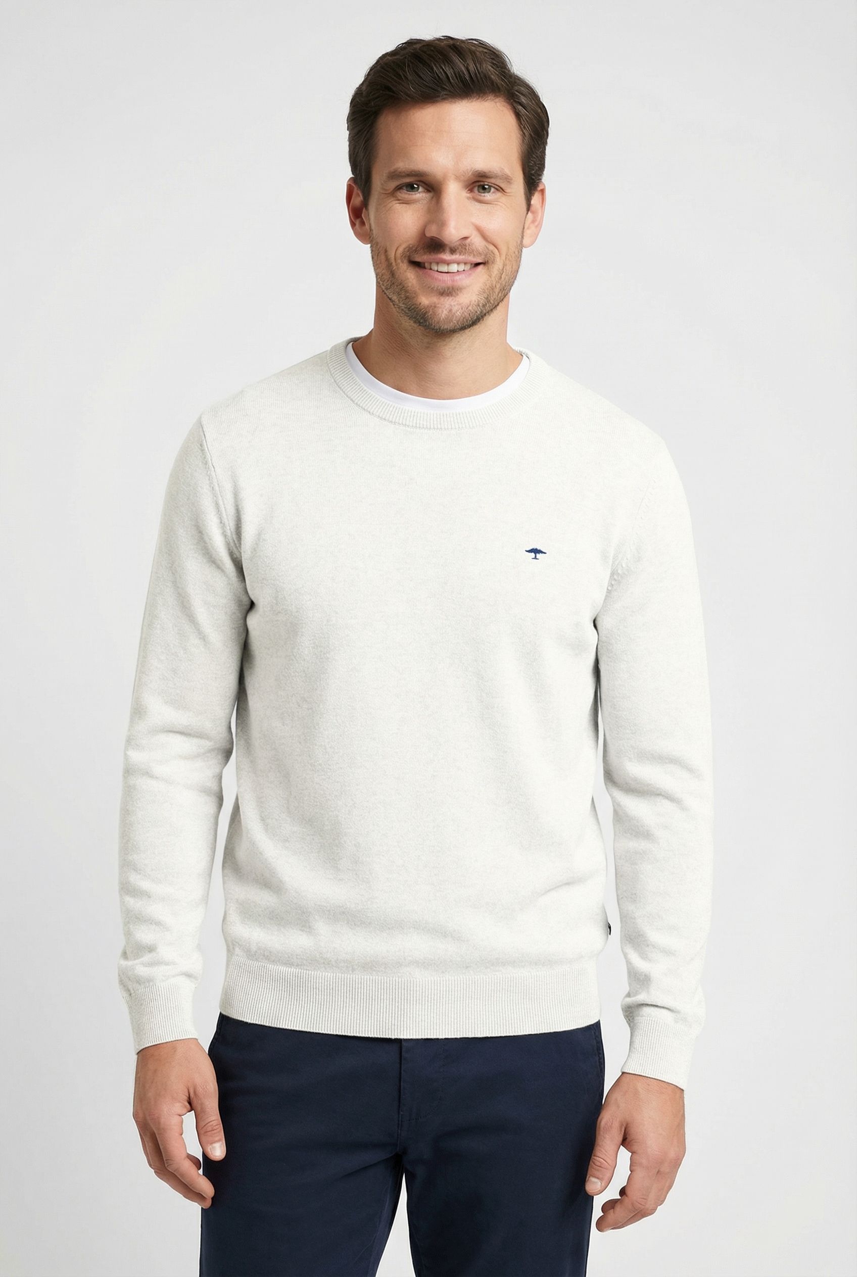 FYNCH-HATTON Rundhalspullover aus Baumwolle, mit Rundhalsausschnitt, Regular Fit