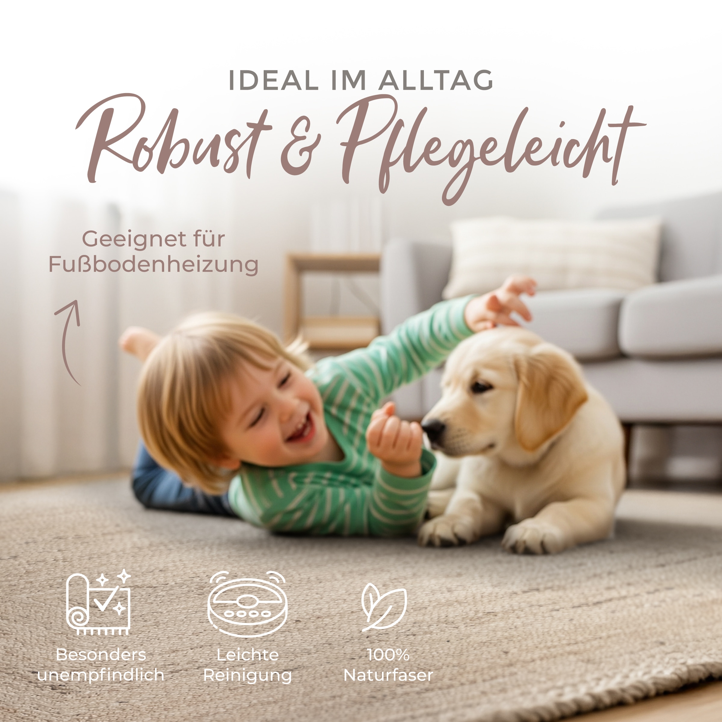 carpetfine Teppich »Nele Juteteppich Naturfaser« rechteckig 6 mm Höhe geflochtener Wendeteppich aus 100% Jute, quadratisch und als Läufer