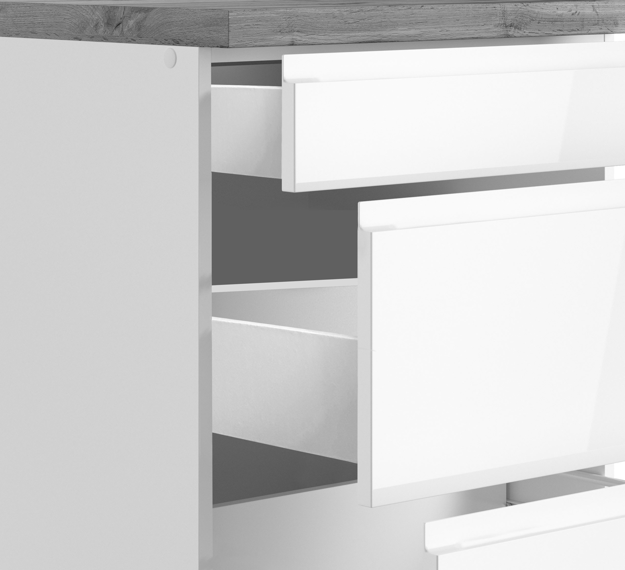 KOCHSTATION Armoire basse »KS-Virginia,neu in verbesserter Ausführung« Rangement, Softclose, avec plan de travail CPL,  largeur 50 cm, 1 porte, 1 tiroir, fonction soft-close