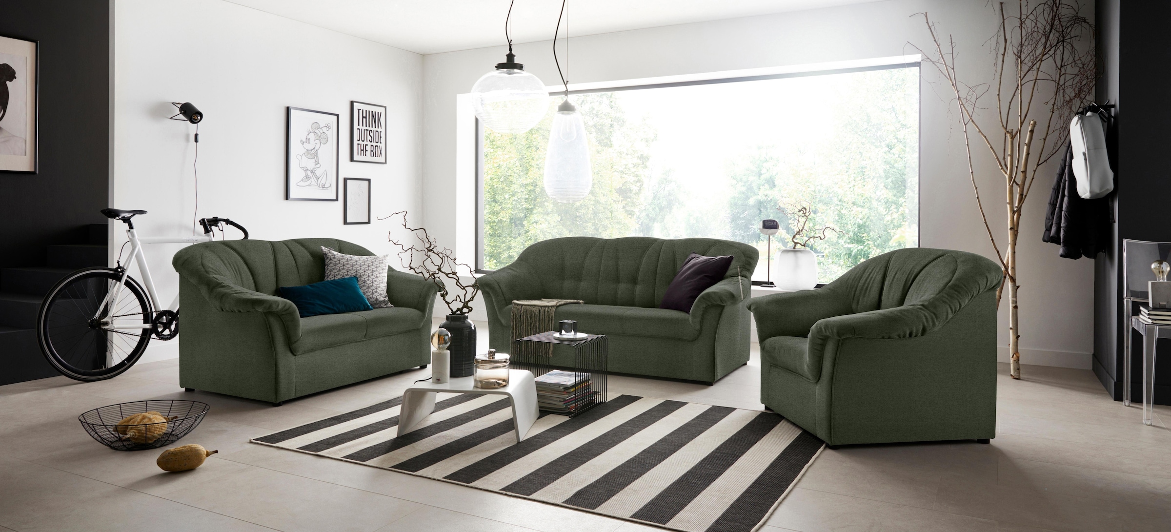 DOMO collection 2-Sitzer »Pegnitz für kleine Räume, Breite 155cm,« zeitlos, elegante Armlehnen, komfortabel