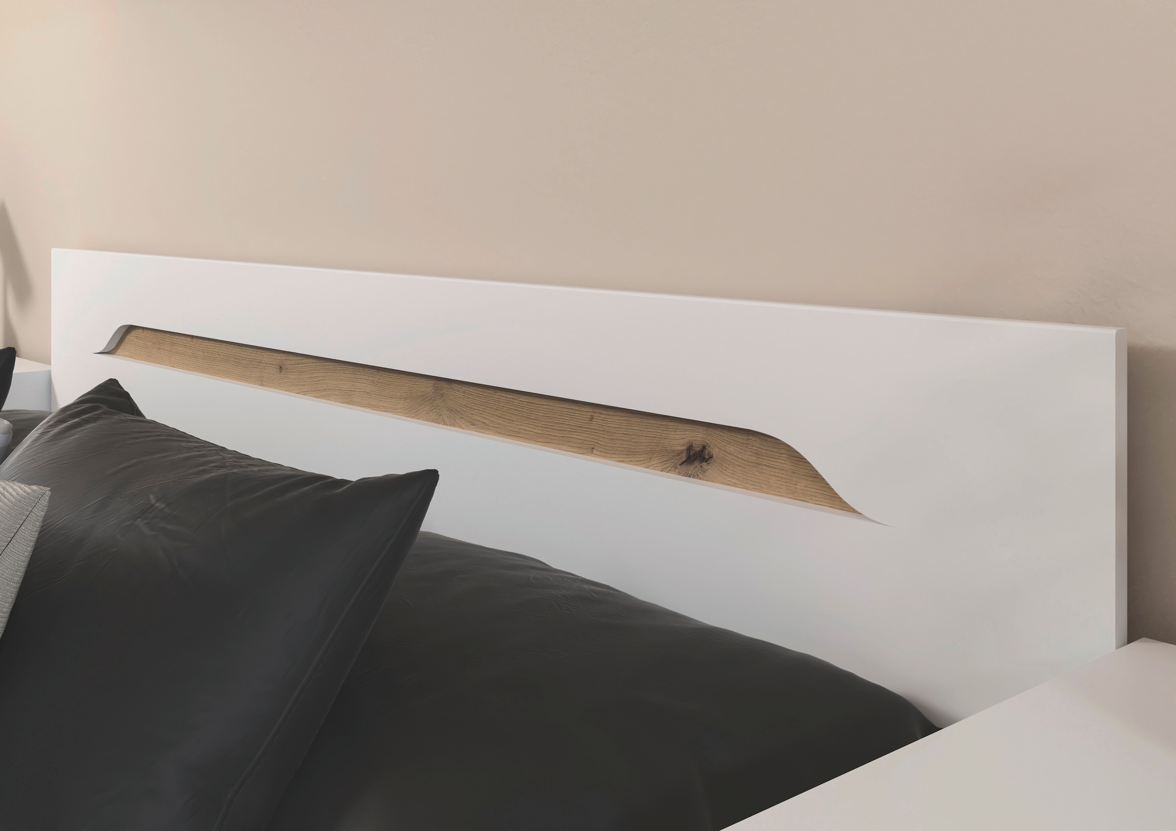 GOODproduct Lit »Doppelbett Holzbett Futonbett AGORDO« Surface de couchage : 180x200 cm,  avec élégante tête de lit en chêne Artisan MADE IN GERMANY