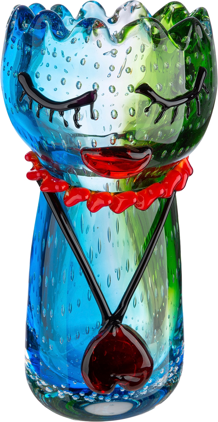 GILDE Tischvase »Gesichtsvase Jessica mehrfarbig H. 25 cm« Gesichtsvase, Glas, Fraumotiv, Blumenvase, künstlerisch, modern