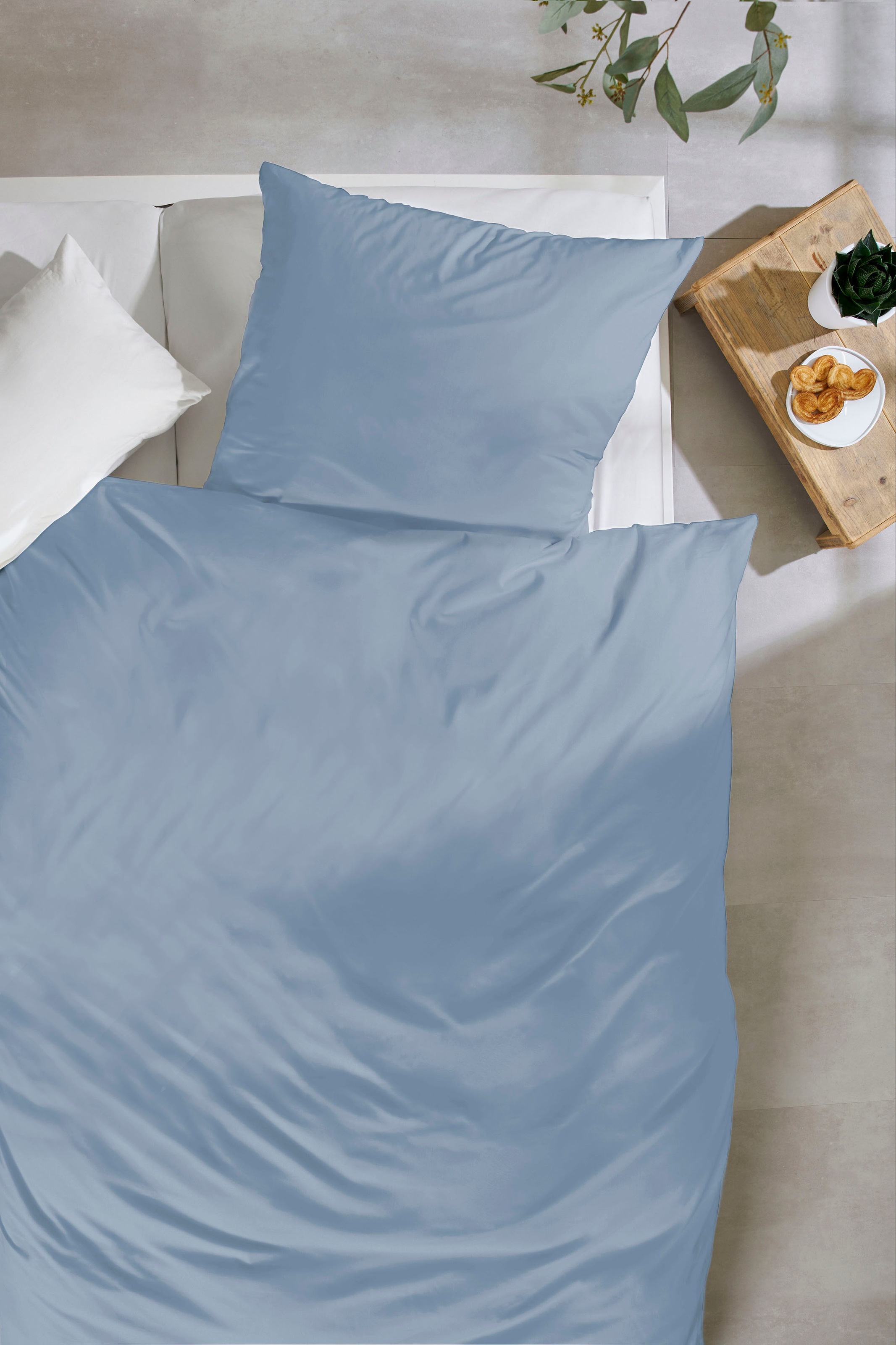 Primera Linge de lit »Uni Luxus-Satin in Gr. 135x200, 155x220 oder 200x200 cm« 2 cuis tlg. Bettwäsche aus Baumwolle, unifarbene Bettwäsche mit Reissverschluss