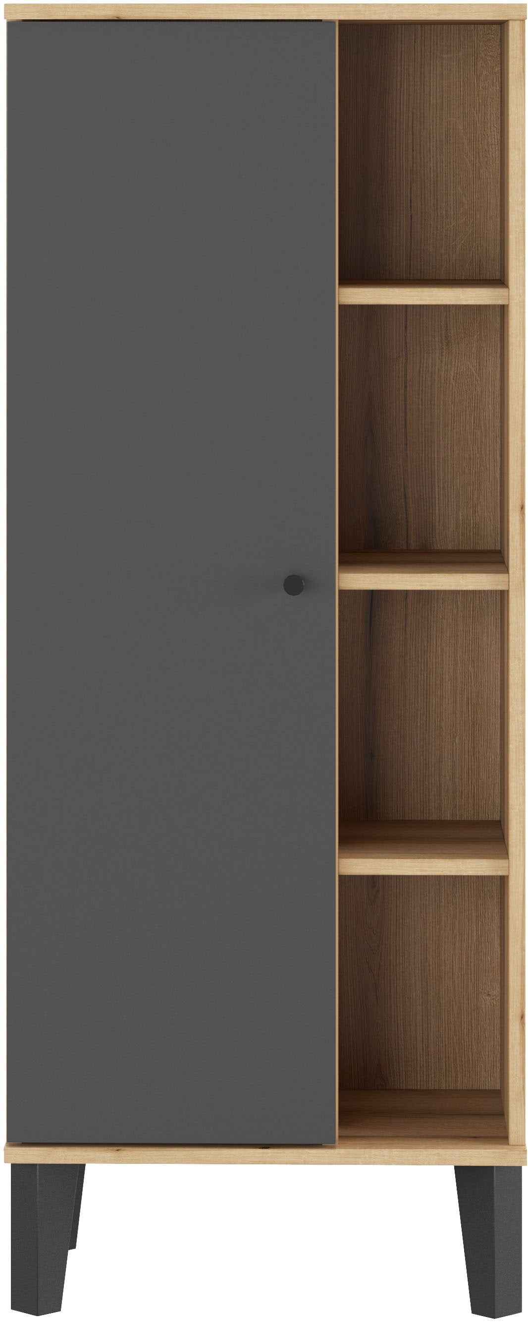 INOSIGN Stauraumschrank »Oslo, Badschrank mit Knopfgriff, Hochschrank im skandinavischen Design« in der Türfarbe Weiss oder Grau verfügbar, ausreichend Stauraum