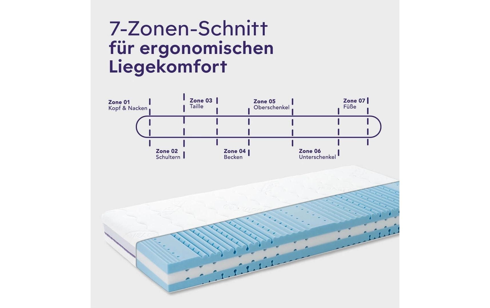 Träumeland Matelas mousse confort »Turin, Naturfaser« 20 cm hoch 1 cuis tlg. Erwachsenenmatratze mit 7-Zonen-Komfortschnitt