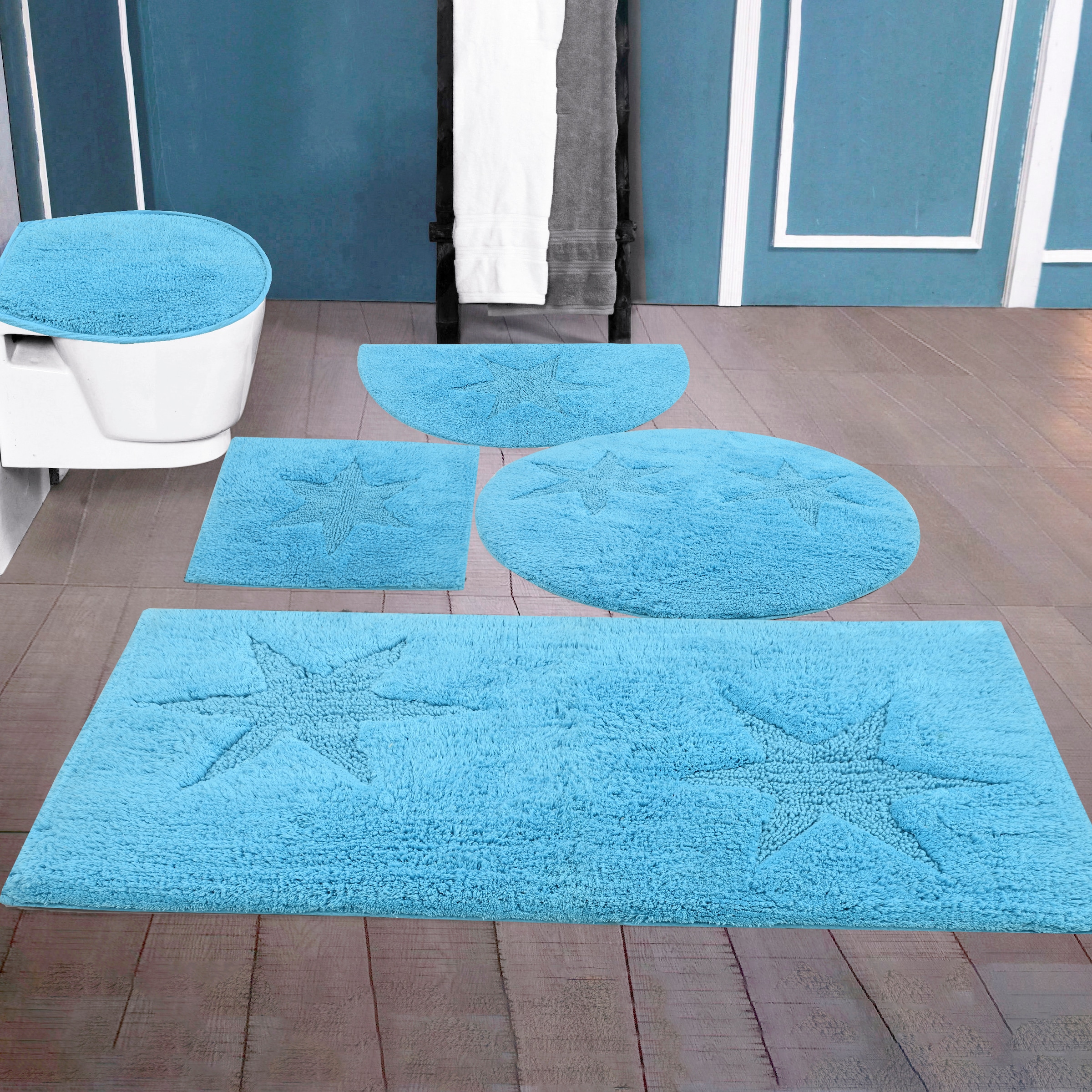andas Badematte »Marie« Höhe 13 mm rutschhemmend beschichtet fussbodenheizungsgeeignet | strapazierfähig Badteppich, Stern Motiv, Hoch-Tief-Struktur, auch als Set