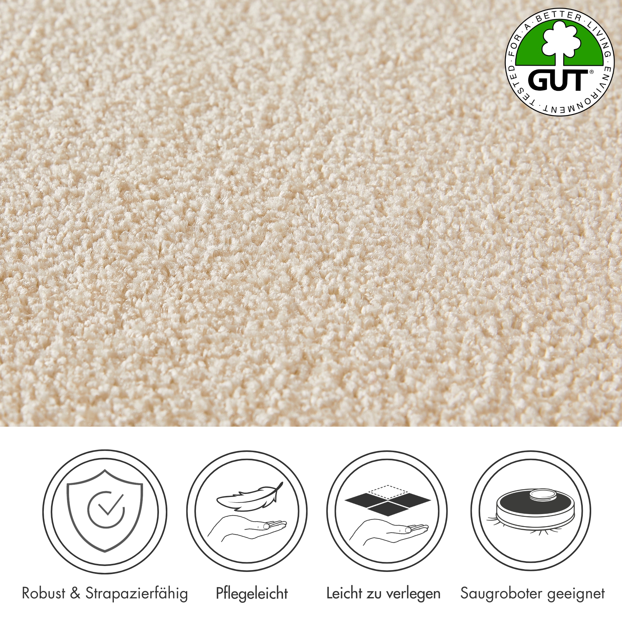 Andiamo Teppichboden »Verona, Velours, Made in Belgium« rechteckig 6 mm Höhe Uni Farben, Breite 400 cm oder 500 cm, strapazierfähig , pflegeleicht